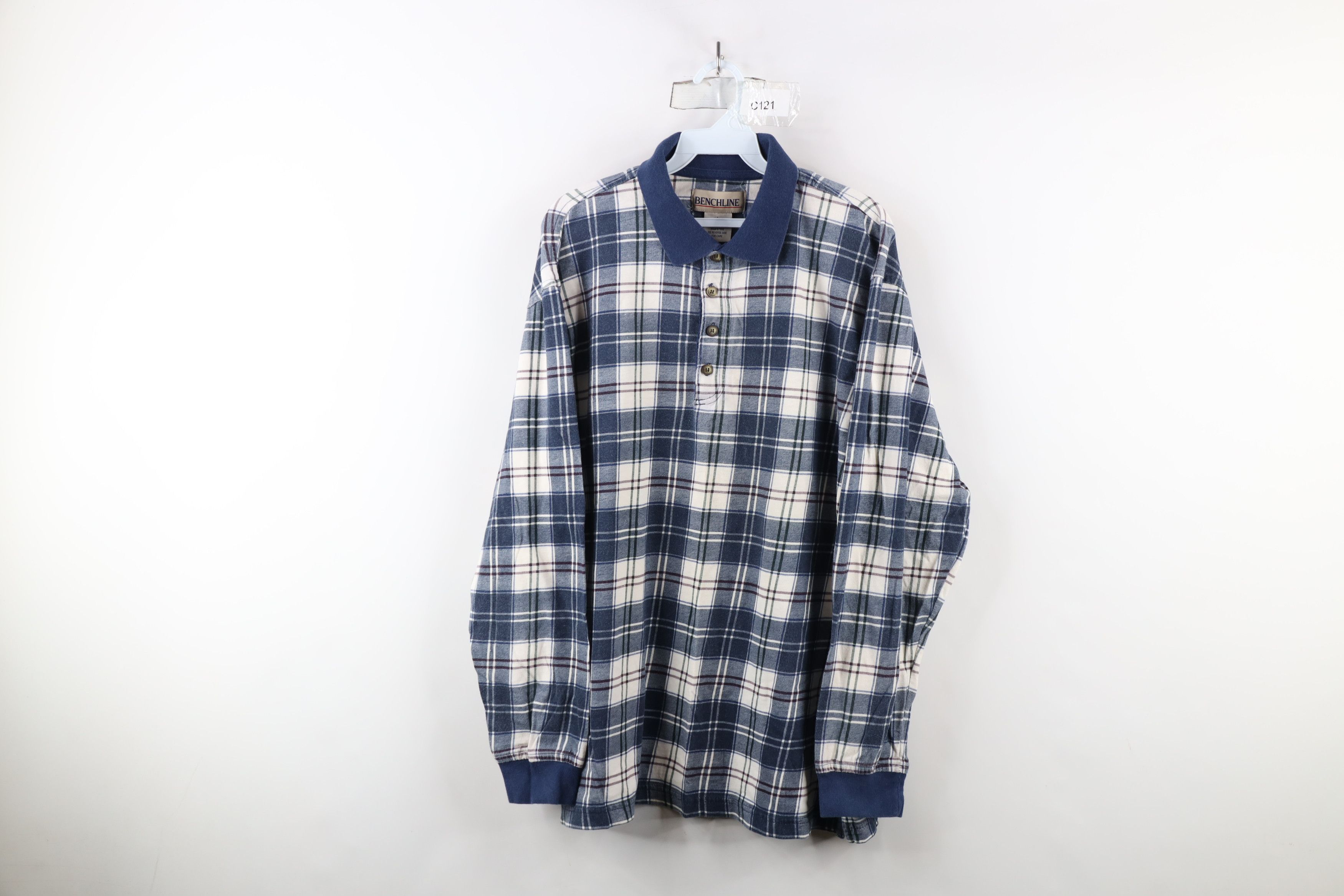 Vintage Vintage 90s Streetwear Long Sleeve Rugby Polo Shirt Plaid Size US L / EU 52-54 / 3 - 1 Thumbnail