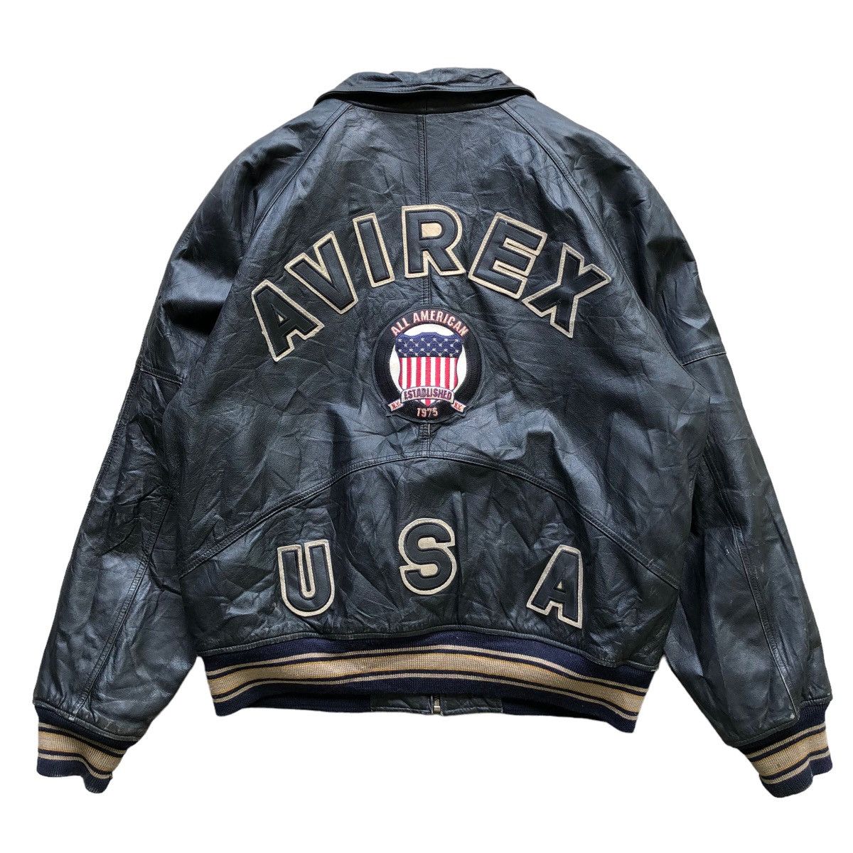 Avirex × Rap Tees 🔥 RARE VINTAGE ICON AVIREX VARSITY LEATHER JACKET Size US L / EU 52-54 / 3 - 2 Thumbnail