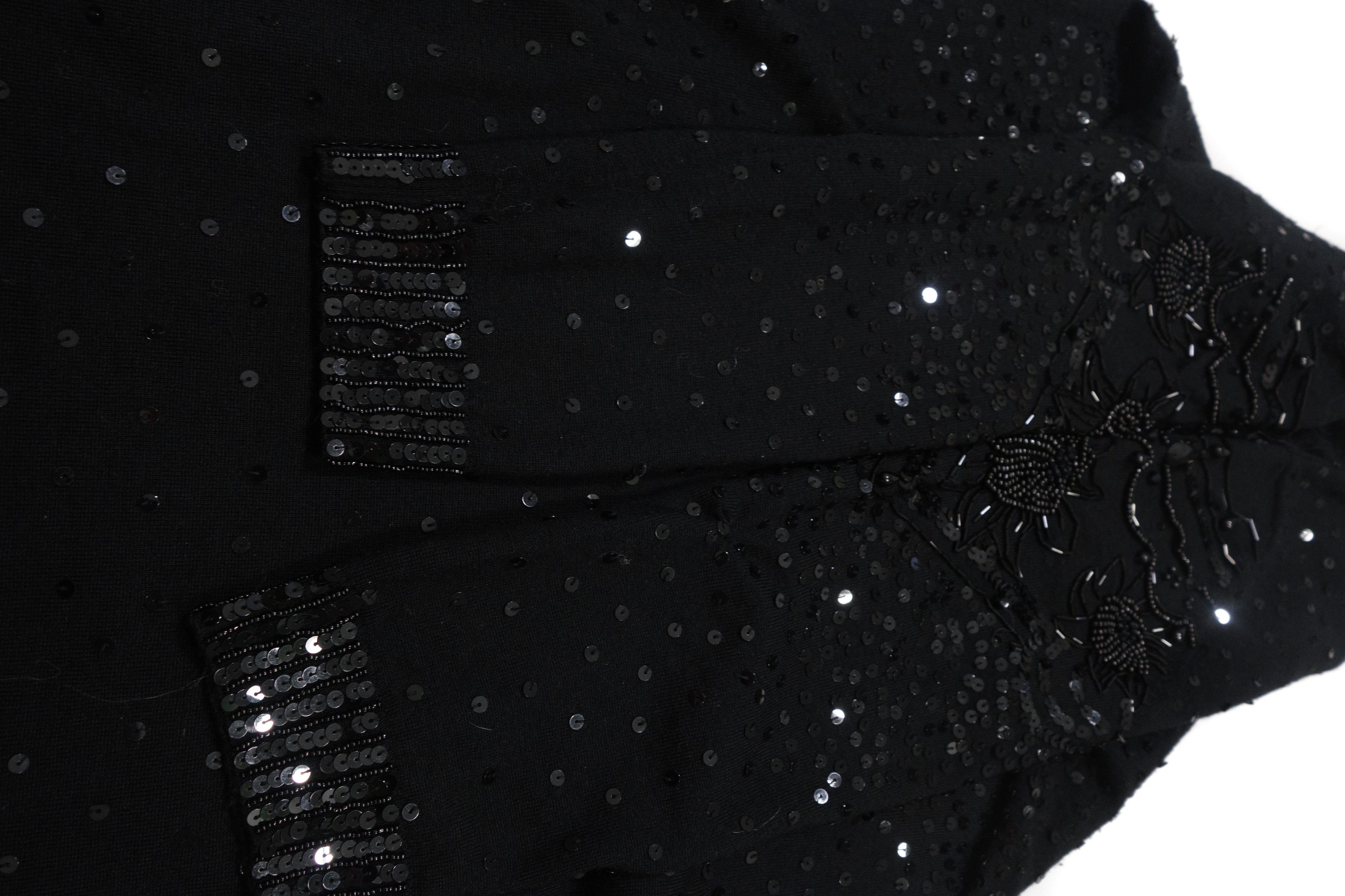 John Galliano 00s 100% Merino Wool Sequin Beaded Mini Dress Size M / US 6-8 / IT 42-44 - 6 Thumbnail