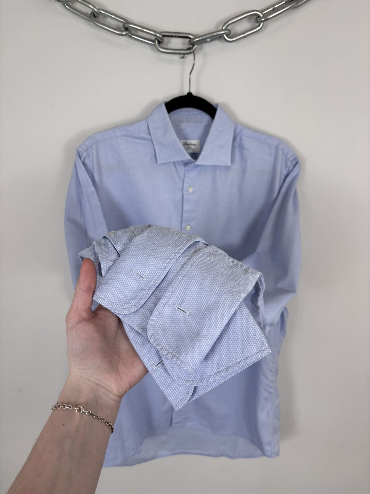 Strenstroms Stenstroms Men’s Slimline Twofold Stretch Button Up Shirt Size US L / EU 52-54 / 3 - 6 Thumbnail