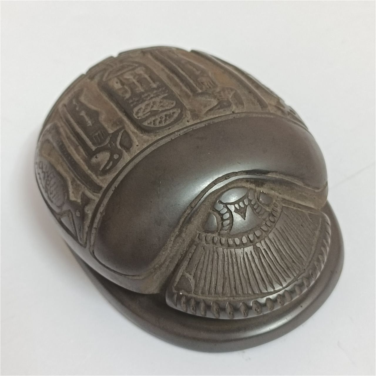 Handmade Hand-carved Egyptian scarab featuring hieroglyphs Size ONE SIZE - 7 Thumbnail