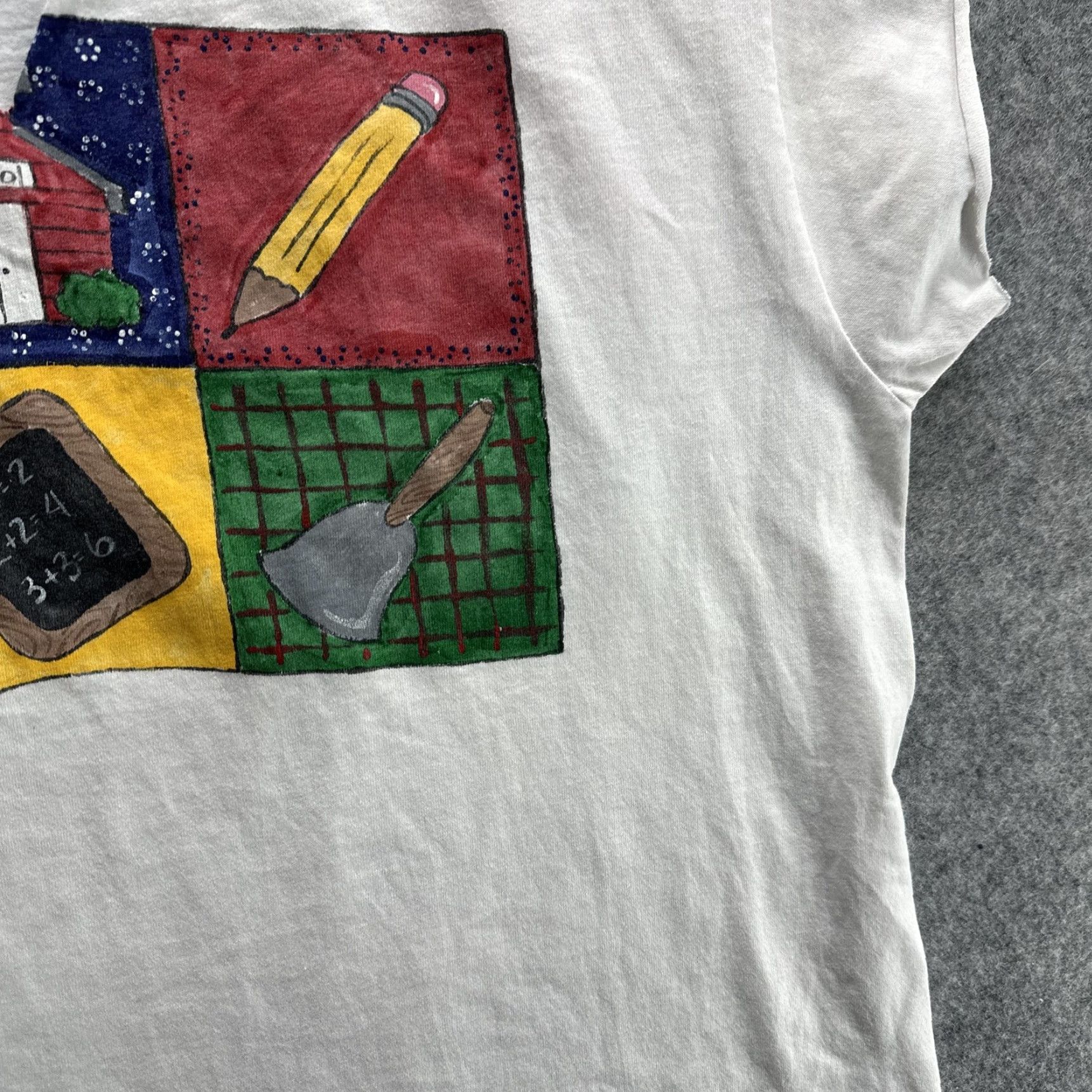 Vintage VINTAGE Screen Stars Shirt Mens XL White School Teacher Graphic 90s Made USA Size US XL / EU 56 / 4 - 6 Thumbnail