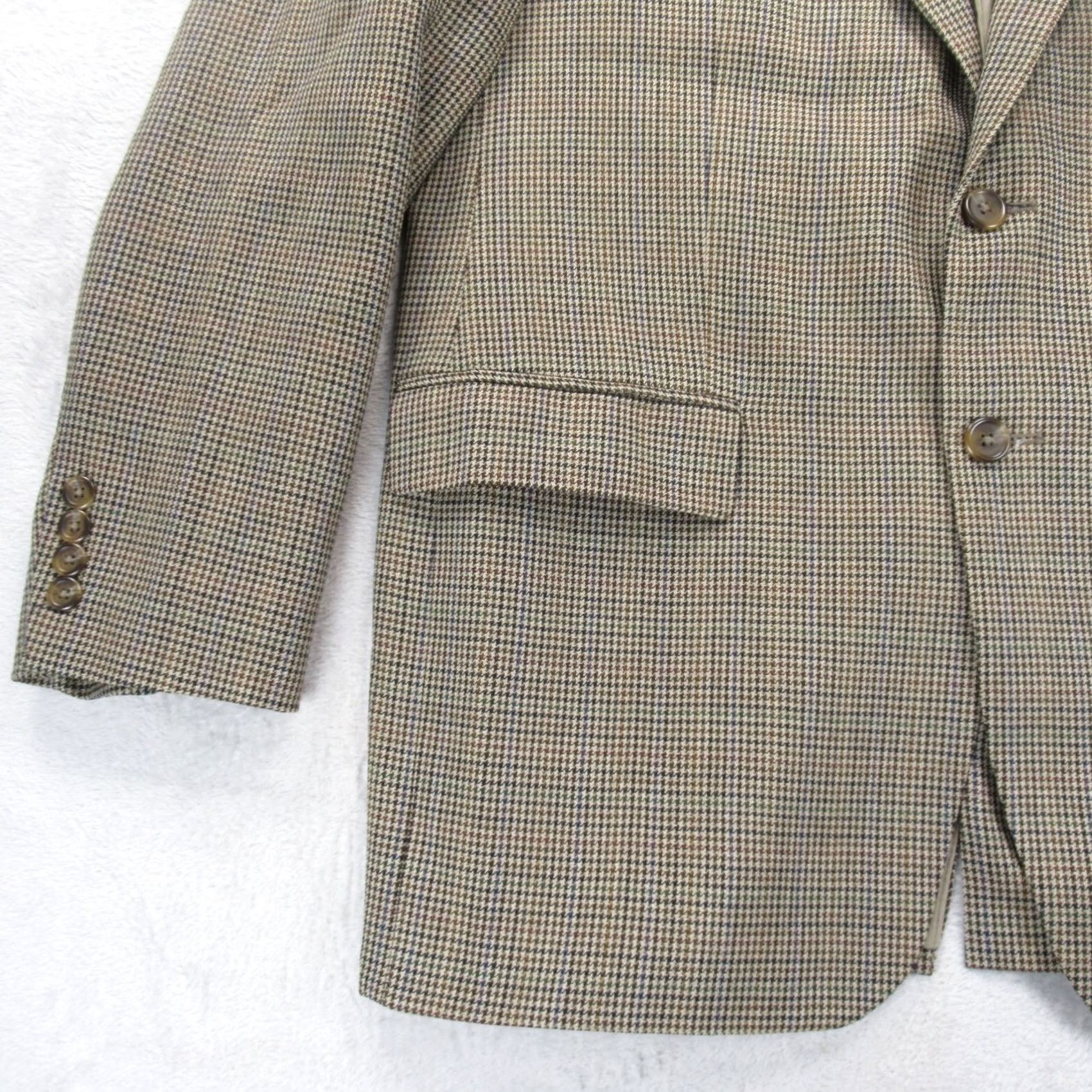 Ralph Lauren Lauren Ralph Lauren Wool Blazer Mens 40R Brown Houndstooth 2 Button Single Vent Blazer Size 40R - 6 Thumbnail