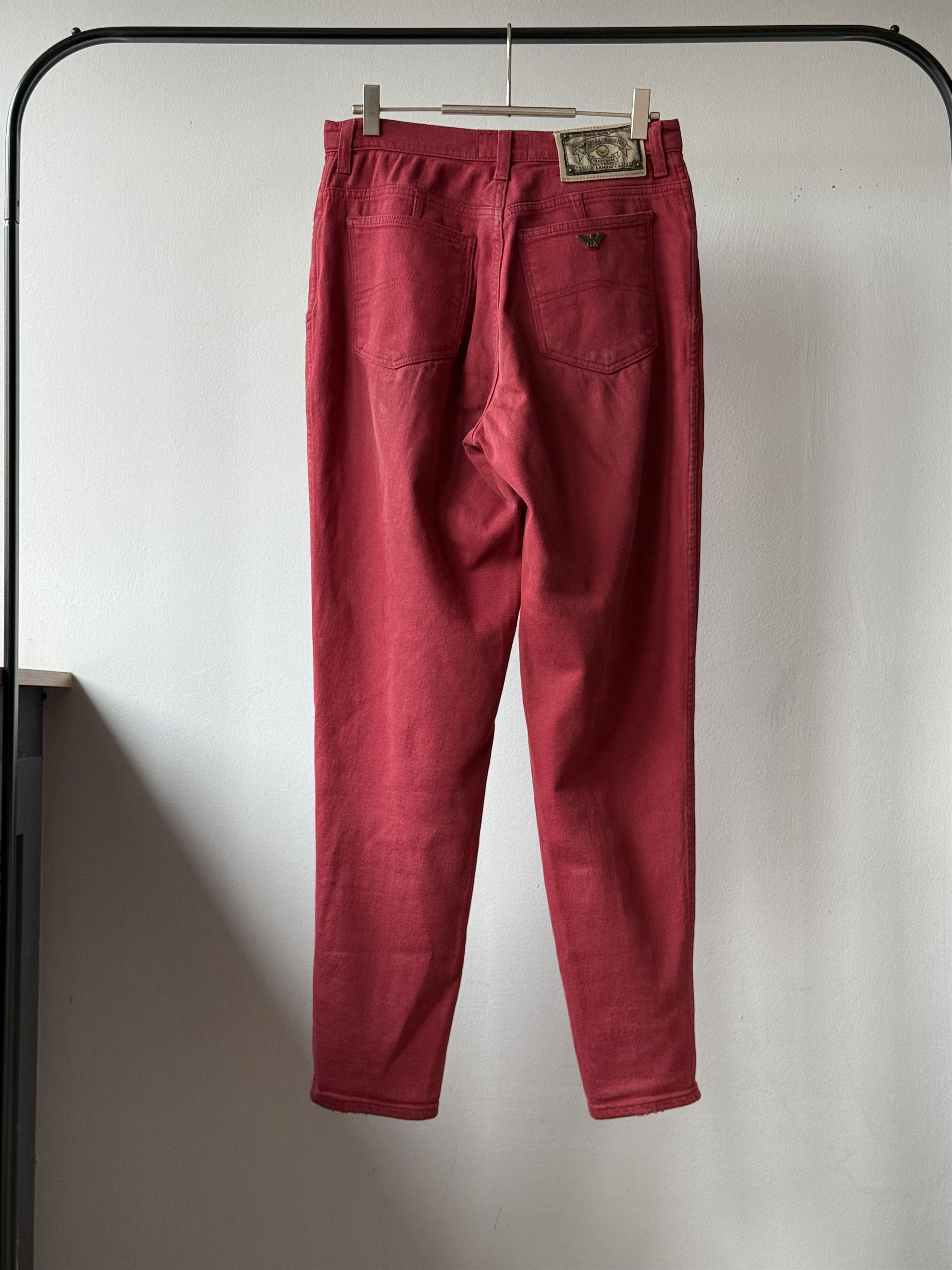 Armani × Giorgio Armani × Vintage Vintage 90's Armani Jeans Washed Red Logo Baggy Denim Pants Size US 30 / EU 46 - 1 Thumbnail