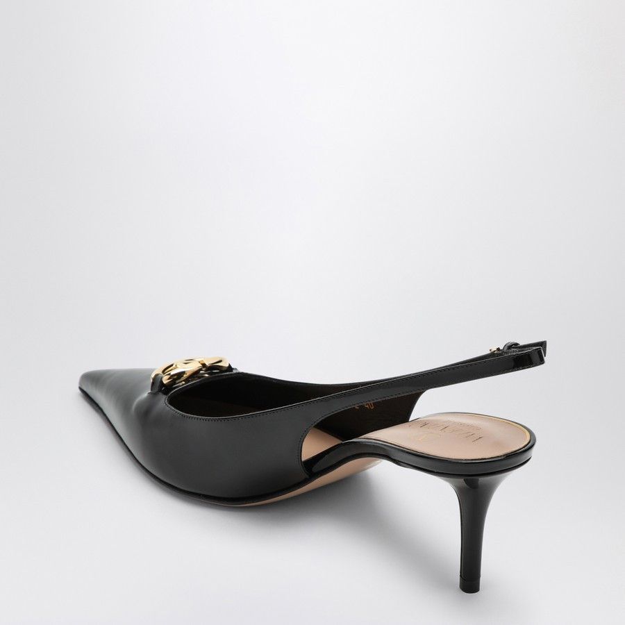 Valentino o1d2blof1024 V Logo Leather Slingback in Black Size US 5.5 / IT 35.5 - 4 Thumbnail