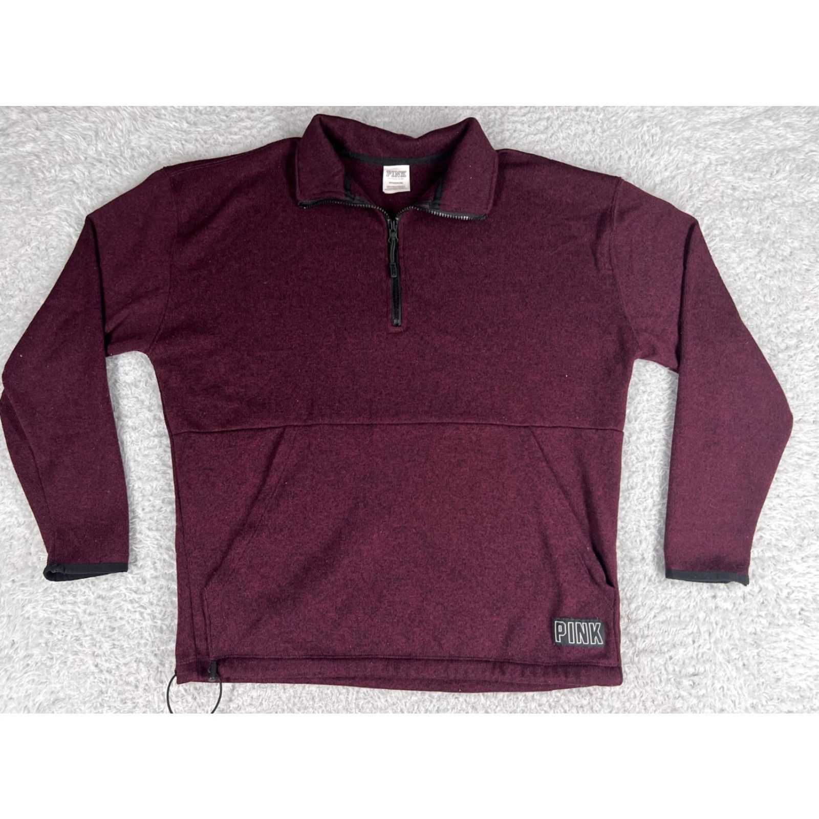 Pinko PINK Jacket Womens Small Burgundy 1/4 Zip Knit 100% Polyester Size S / US 4 / IT 40 - 2 Thumbnail