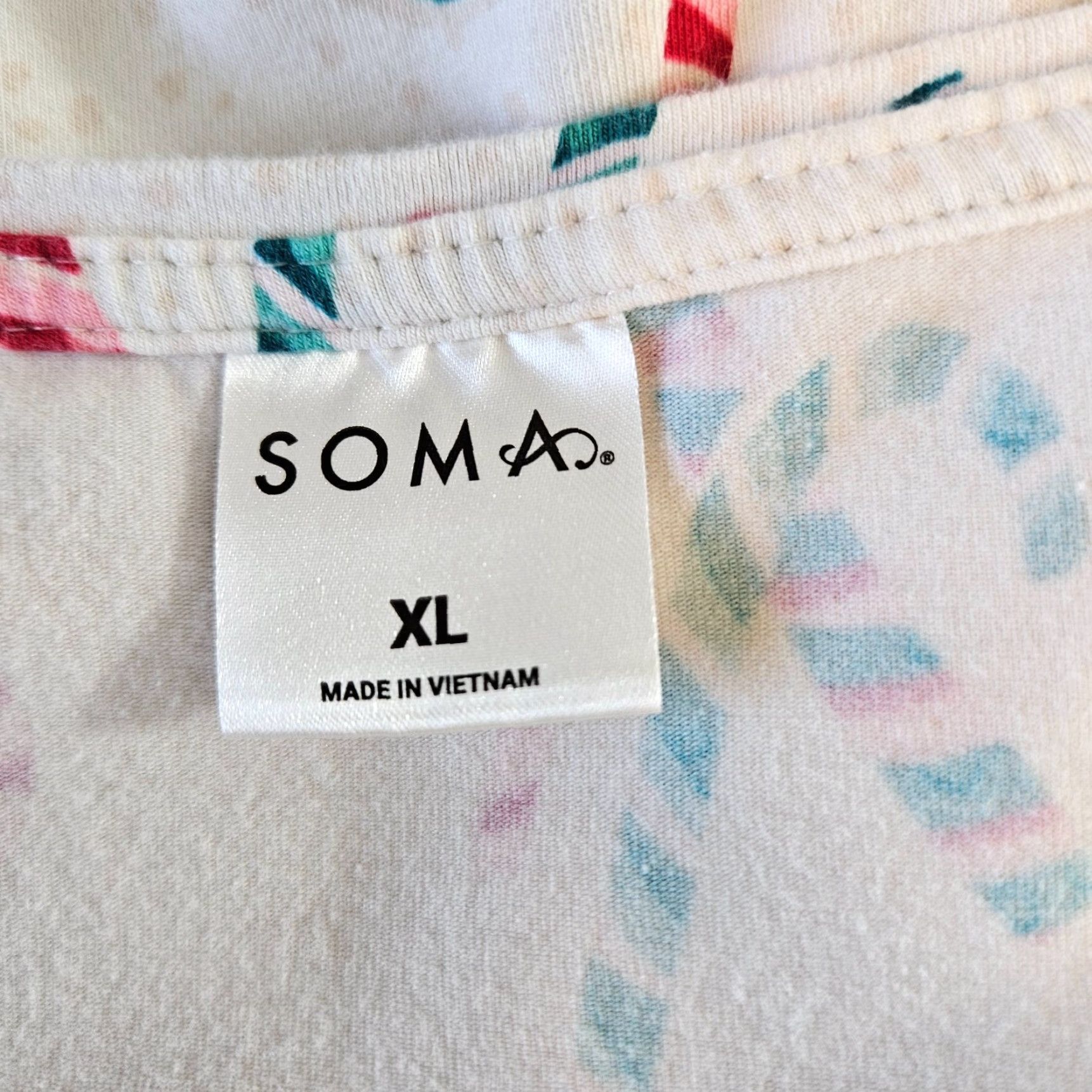 Vintage Soma Gown Womens Sz XL Red Green Candy Canes Cotton Blend 3/4 Sleeve Size ONE SIZE - 6 Thumbnail