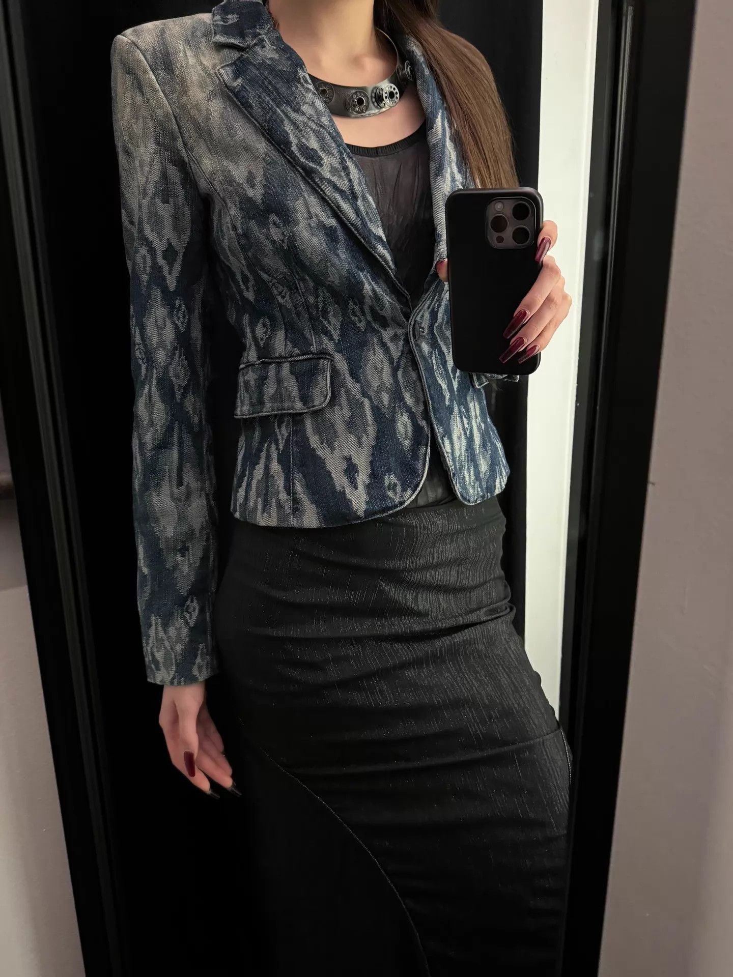 Just Cavalli Just Cavalli Vintage Denim Shoulder-Pad Blazer S Size S / US 4 / IT 40 - 6 Thumbnail