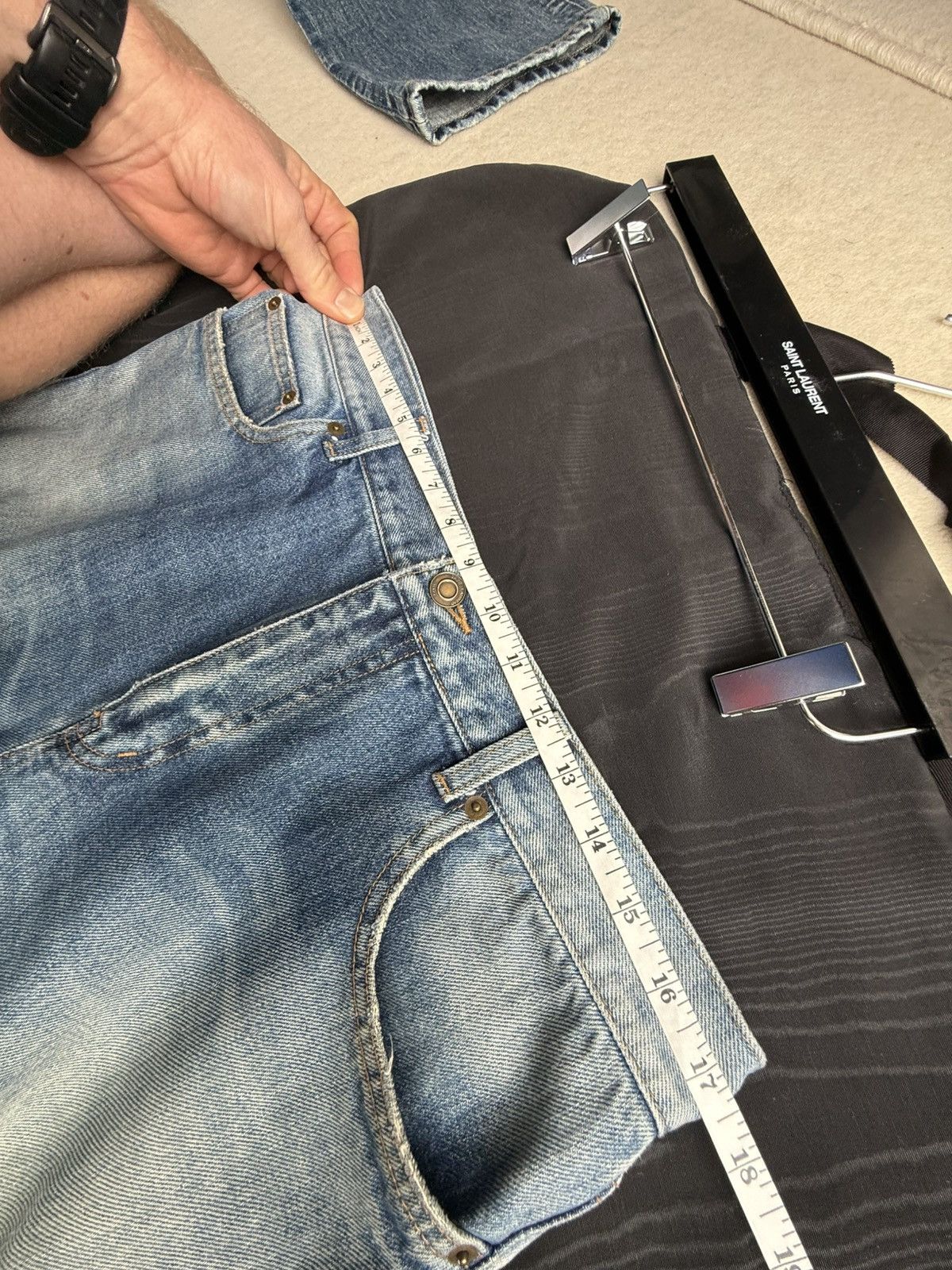 Saint Laurent Paris SS16 Saint Laurent D10 knee rip jeans Hedi 32 grail slim Size US 33 - 9 Thumbnail