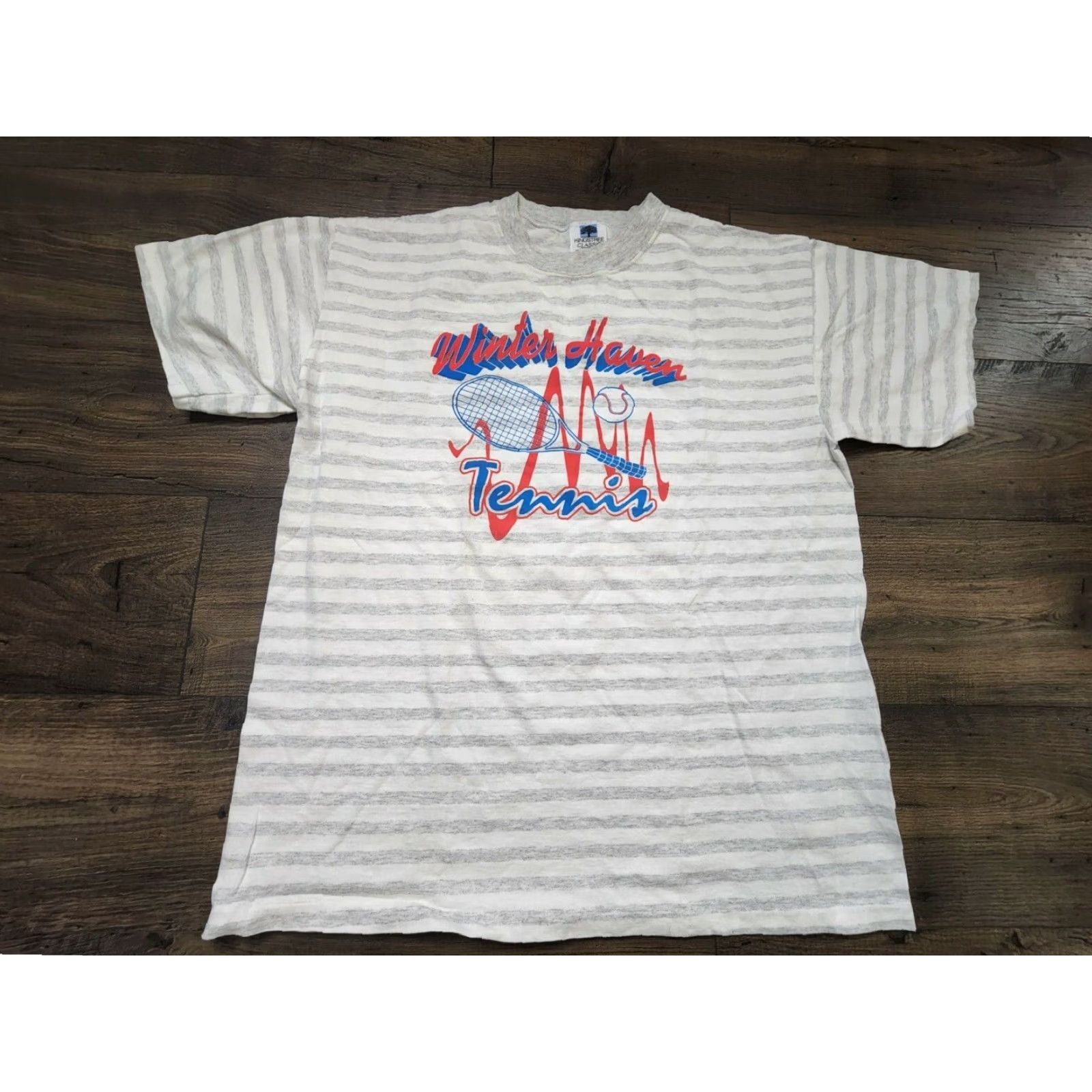Vintage VINTAGE Kingstree Striped Tennis T-Shirt Short Sleeve Mens XL White Cotton 80s Size US XL / EU 56 / 4 - 2 Thumbnail