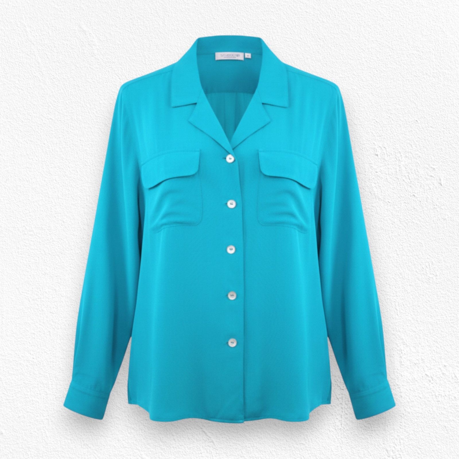 Vintage Vintage Turquoise Silk Button Up Blouse Size 6 Size M / US 6-8 / IT 42-44 - 1 Thumbnail