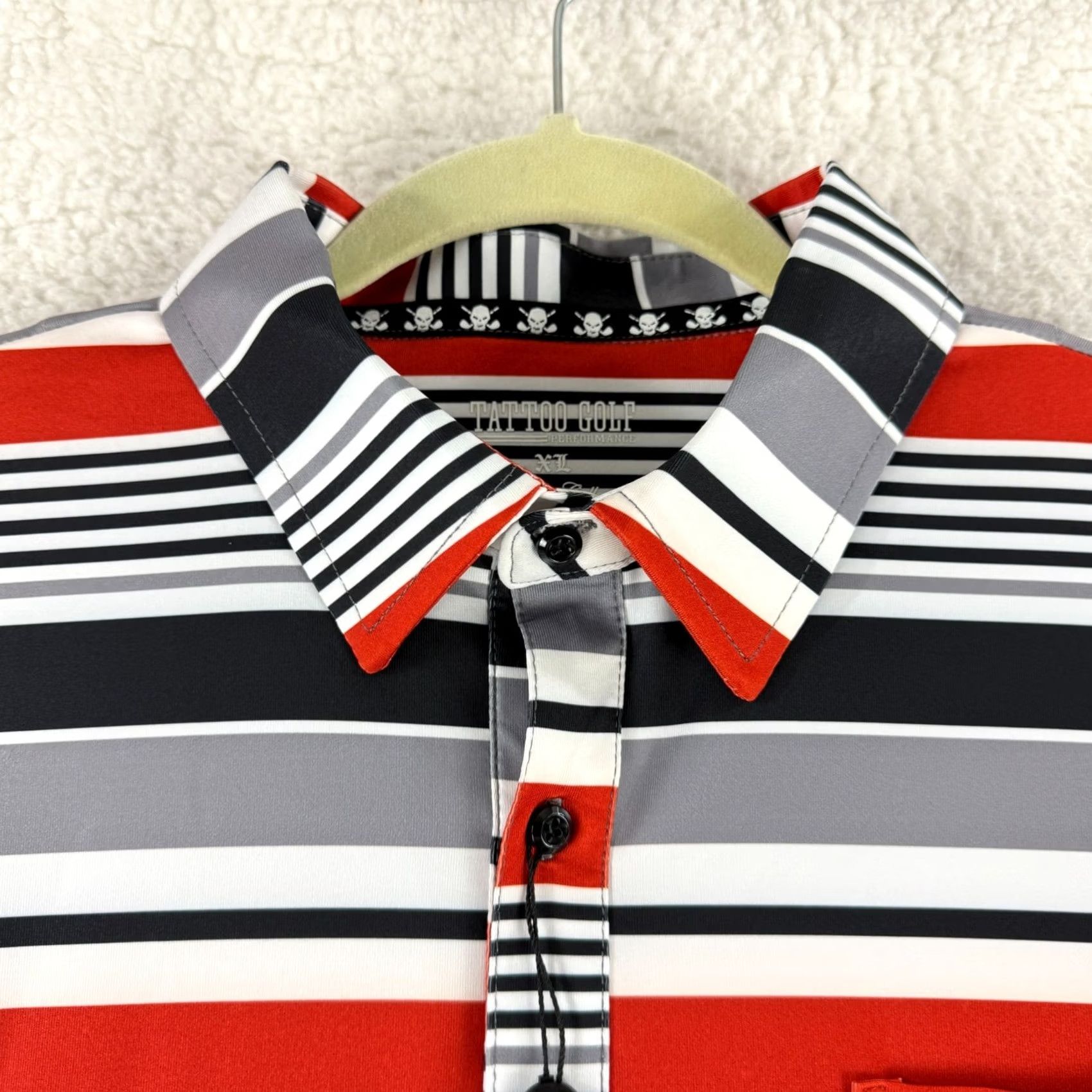 Vintage Tattoo Golf Mens XL Polo Shirt Red Black Stripe ProCool Performance Golf Shirt Size US XL / EU 56 / 4 - 6 Thumbnail
