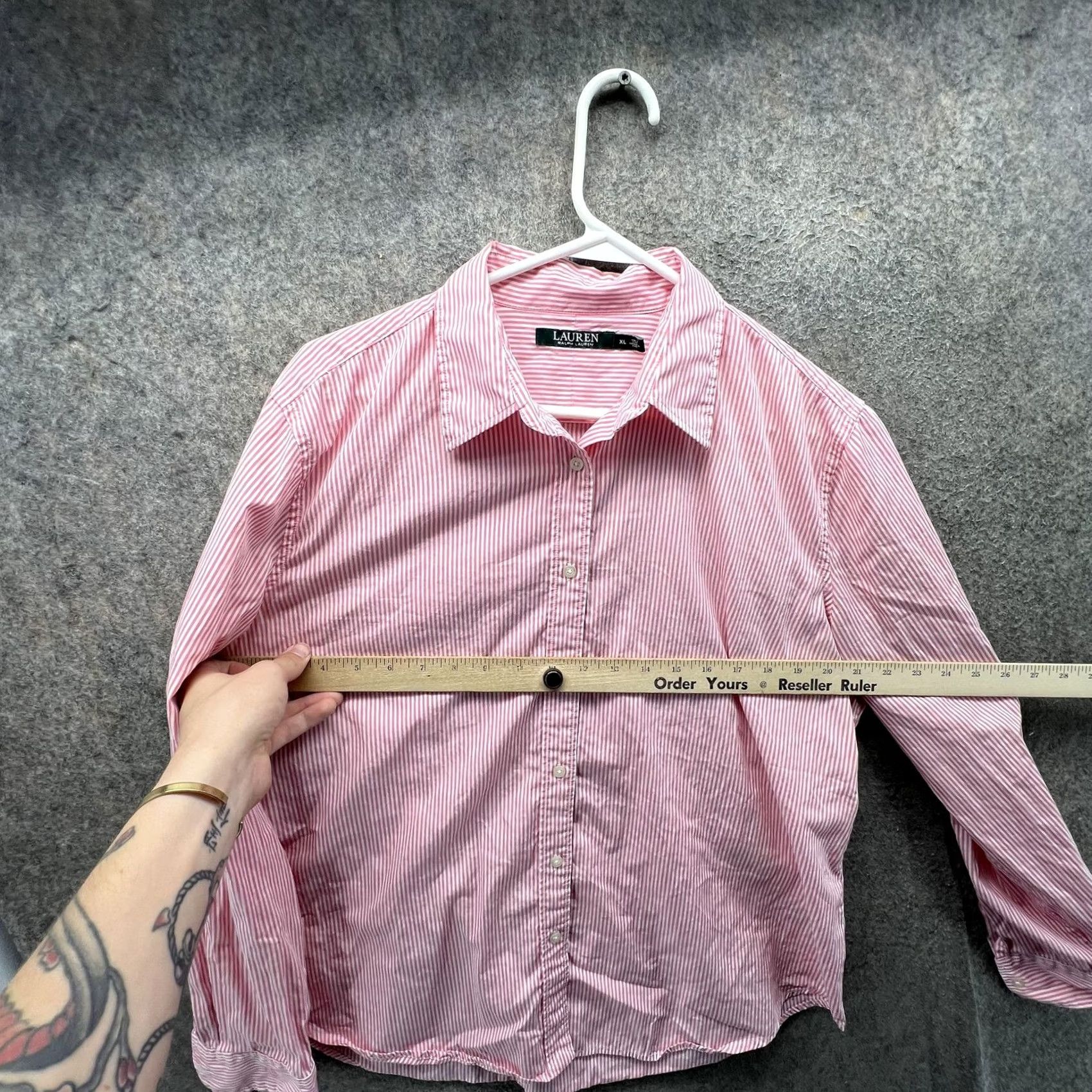 Ralph Lauren Lauren Ralph Lauren Shirt Womens XL Pink Stripe Button Front Long Sleeve Top Size XL / US 12-14 / IT 48-50 - 5 Thumbnail