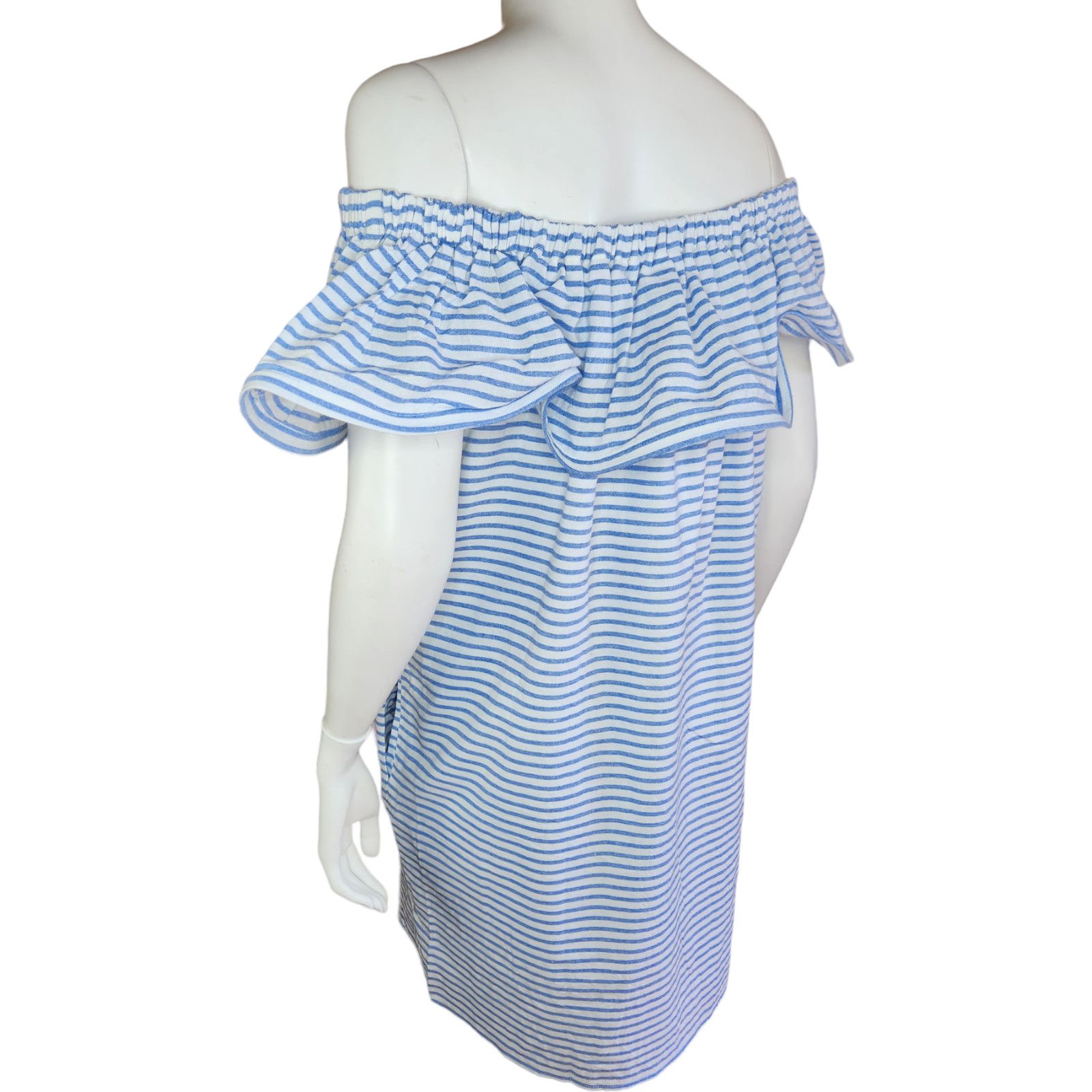 REVOLVE Revolve Line & Dot Dress Womens Large Lea Blue White Stripe Size L / US 10 / IT 46 - 7 Thumbnail