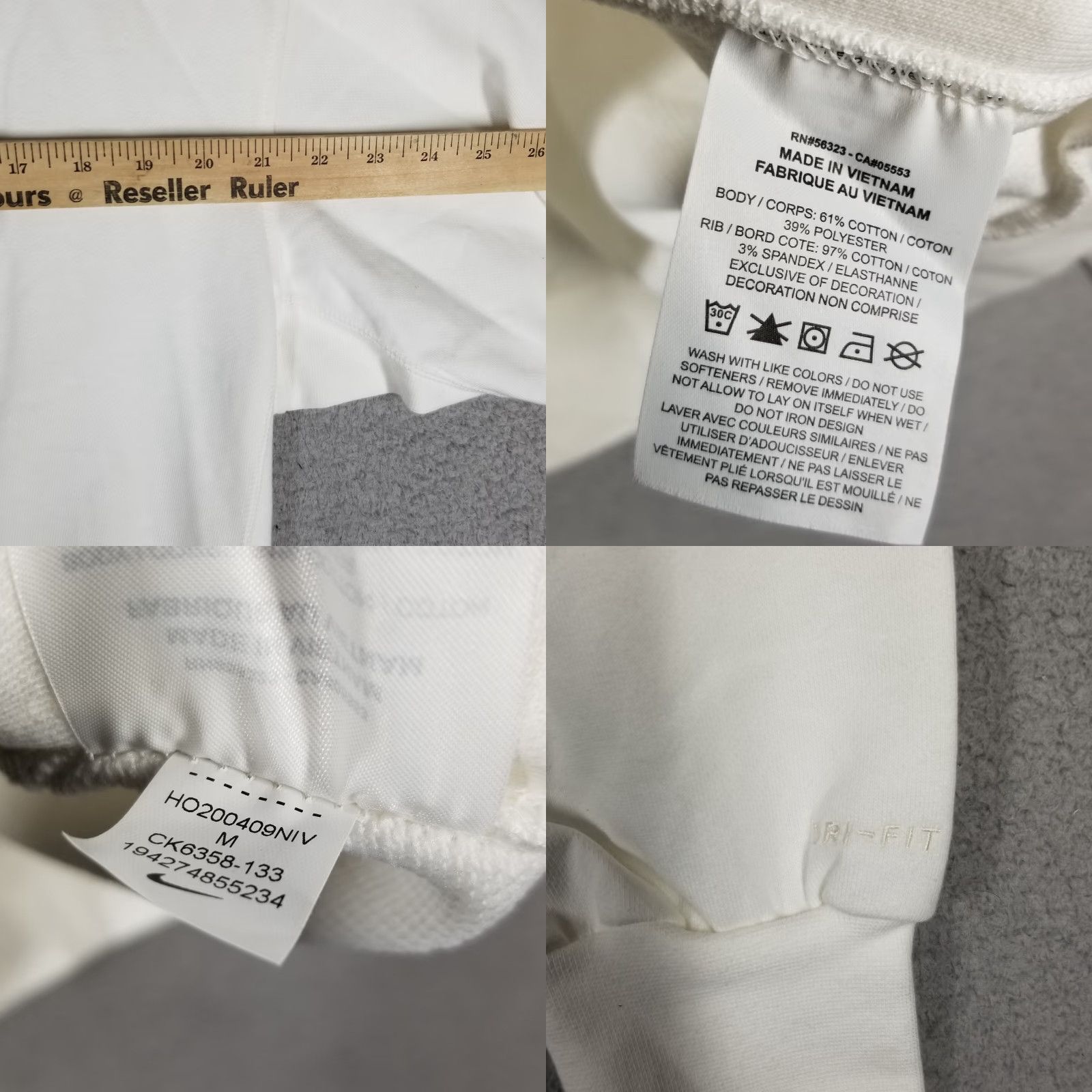 Nike Nike Men's Medium White Logo Basketball Crew Neck Sweatshirt Fleece Activewear Size US M / EU 48-50 / 2 - 8 Thumbnail
