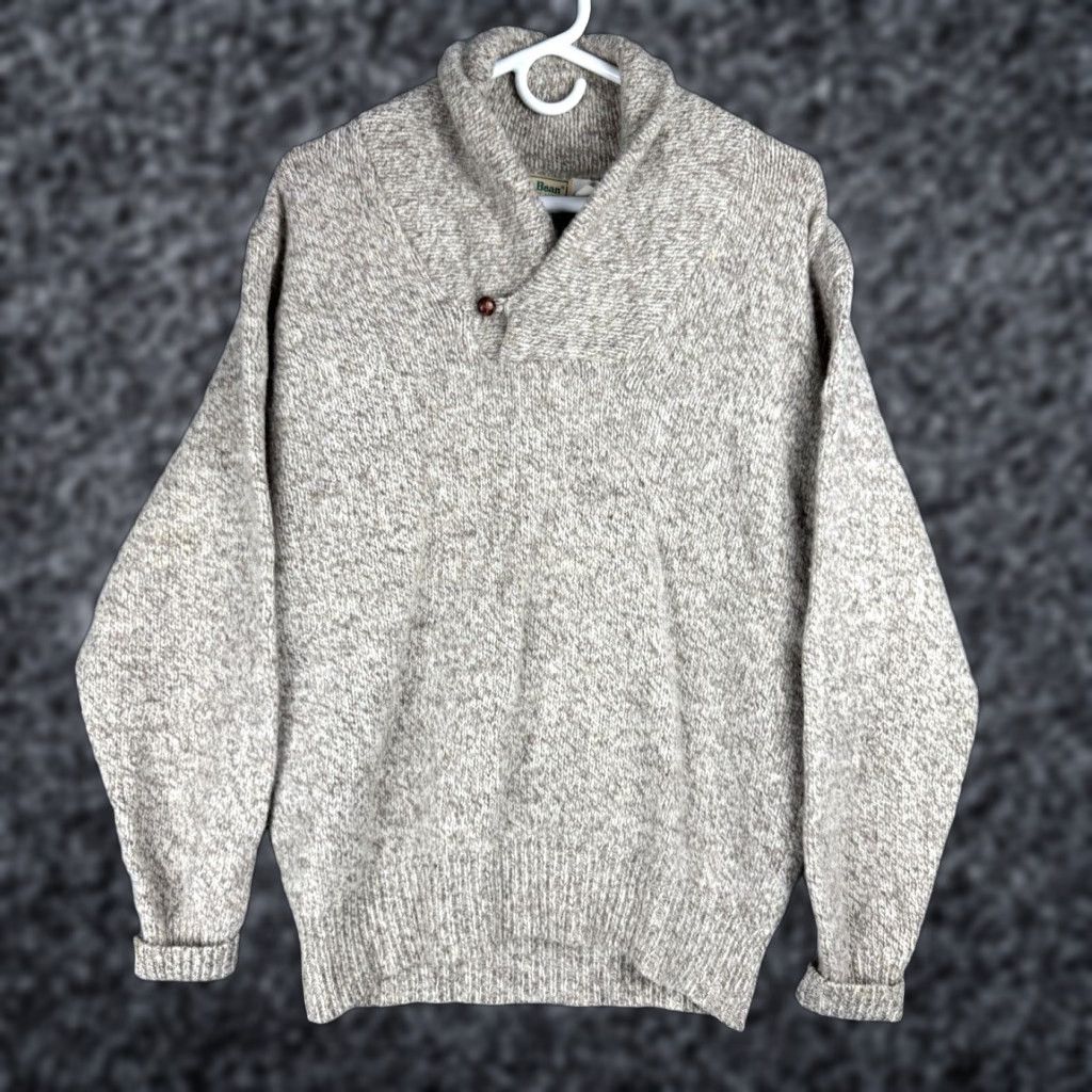 Vintage VINTAGE L.L. Bean Sweater Men’s Large Pullover Cowl Neck Wool Blend Beige Made USA 2563 Mens Size US L / EU 52-54 / 3 - 1 Thumbnail