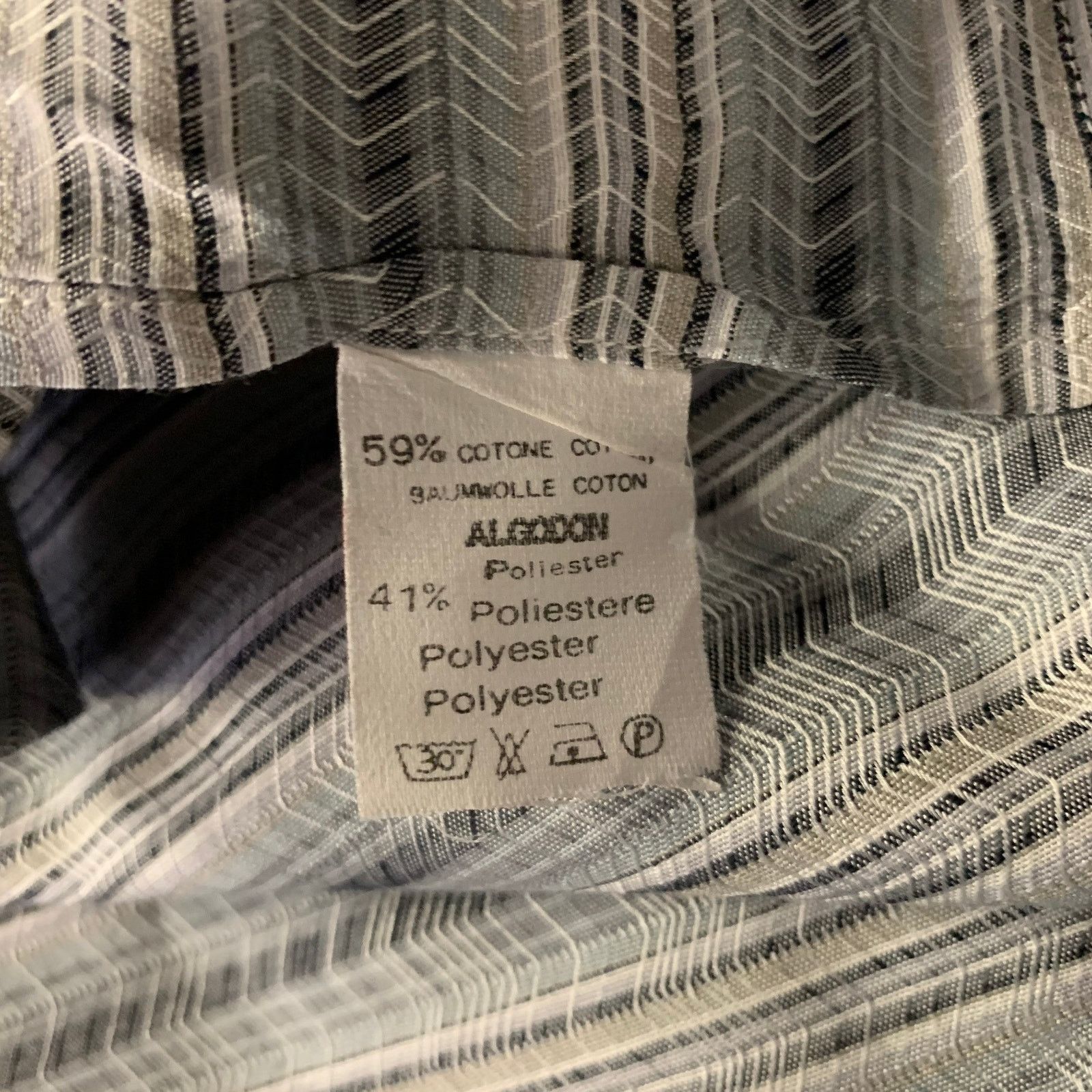 Missoni MISSONI Grey Multi-Color Zig Zag Stripe Long Sleeve Shirt Size US L / EU 52-54 / 3 - 7 Thumbnail
