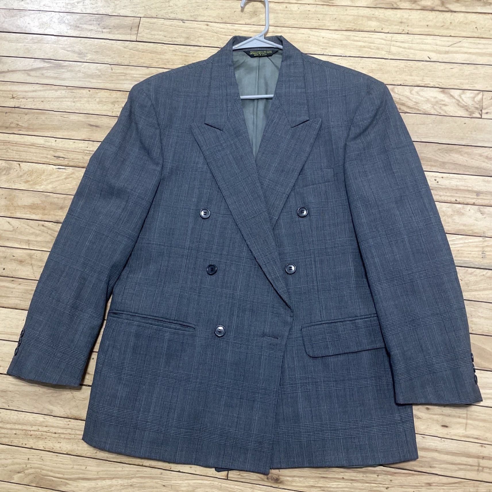 Doublet VINTAGE Dellapenna 39S Gray Plaid Double-Breasted Suit Jacket Men 90s Made USA Size 40R - 4 Thumbnail