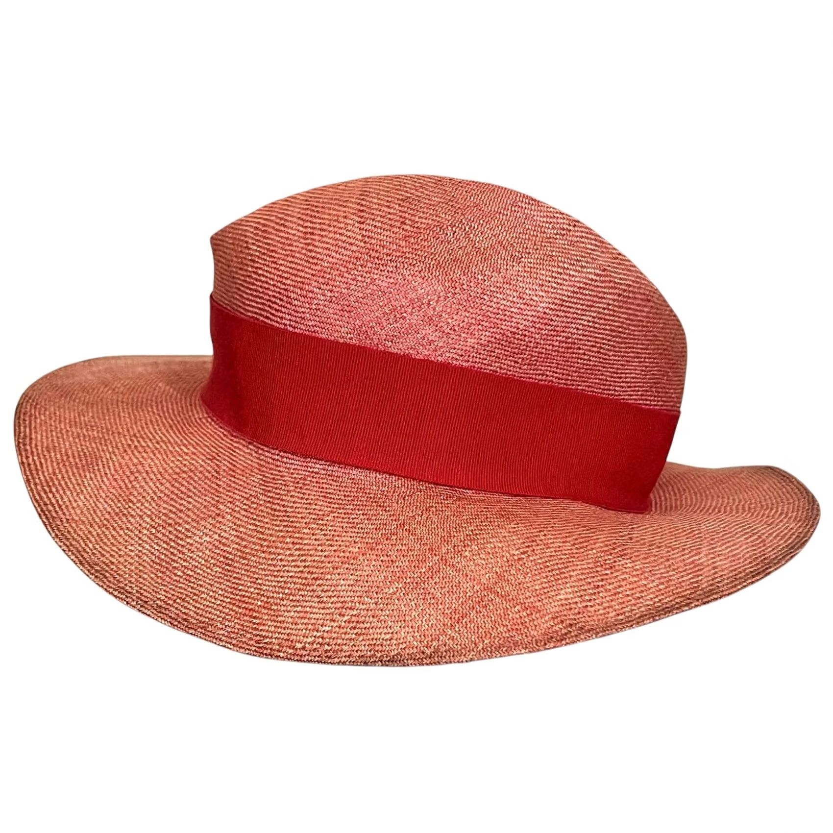 Bloomingdale's VINTAGE Bloomingdale’s Hat Women’s Pink Straw Made In Italy Lightweight Sun Hat One Size Size ONE SIZE - 4 Thumbnail
