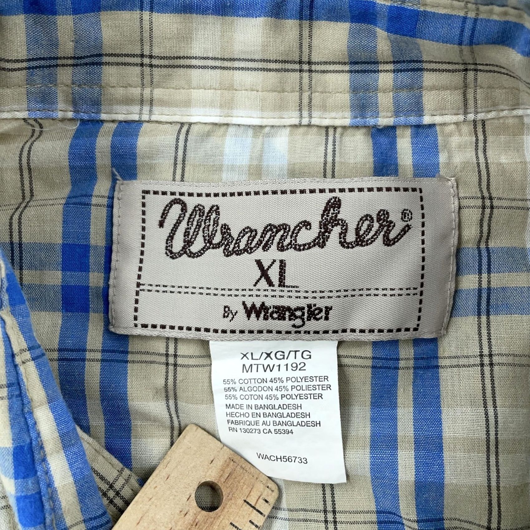 Wrangler Wrangler Shirt Mens XL Colorful Plaid Long Sleeve Button-Up Western Pearl Snap Casual Outdoor Pocket Cotton Polyester Multicolor Size US XL / EU 56 / 4 - 8 Thumbnail