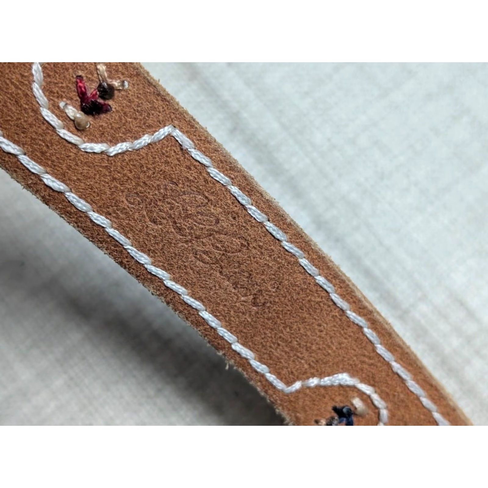 Vintage VINTAGE LL BEAN STITCHED leather belt 32 brown COWHIDE unisex adults belt Hardware: none Size 32 - 5 Thumbnail