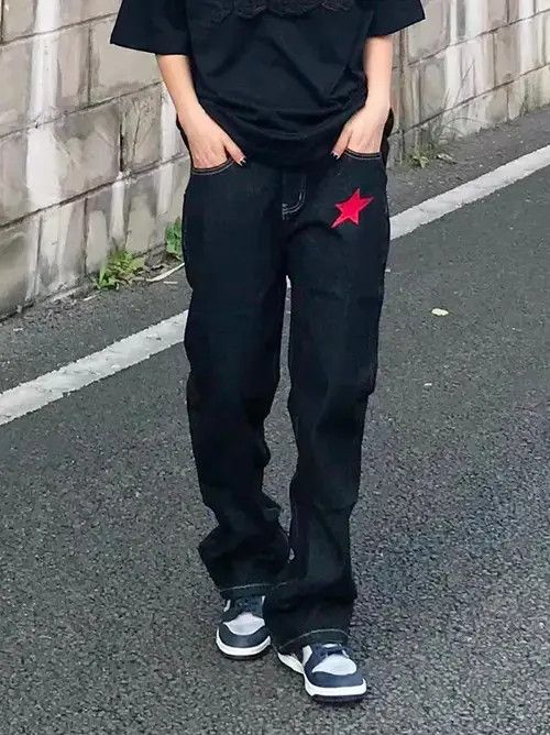 Japanese Brand × Jean Vintage embroidered washed straight black jeans Size US 32 / EU 48 - 3 Thumbnail