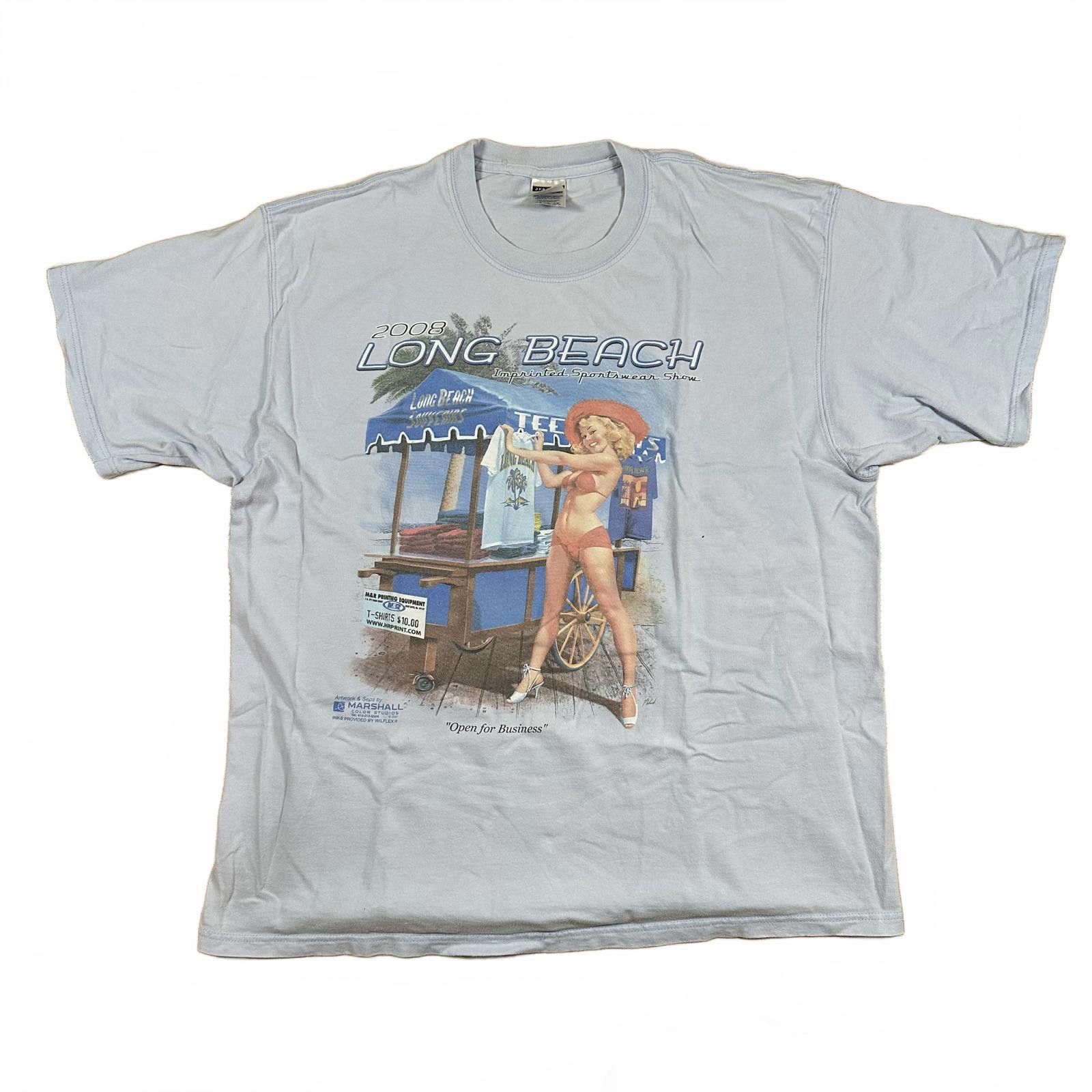 Jerzees Jerzees Men T-Shirt XL Blue 2008 Long Beach Pin-Up Graphic Size US XL / EU 56 / 4 - 1 Thumbnail