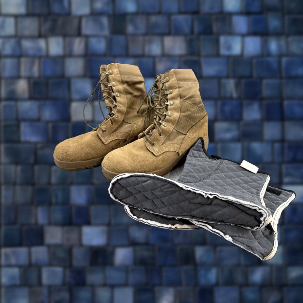 Vibram McRae Mens Boot Combat 9.5 Beige Leather Suede Nylon Vibram Sole Liner EUC Mens Size US 9.5 / EU 42-43 - 1 Thumbnail