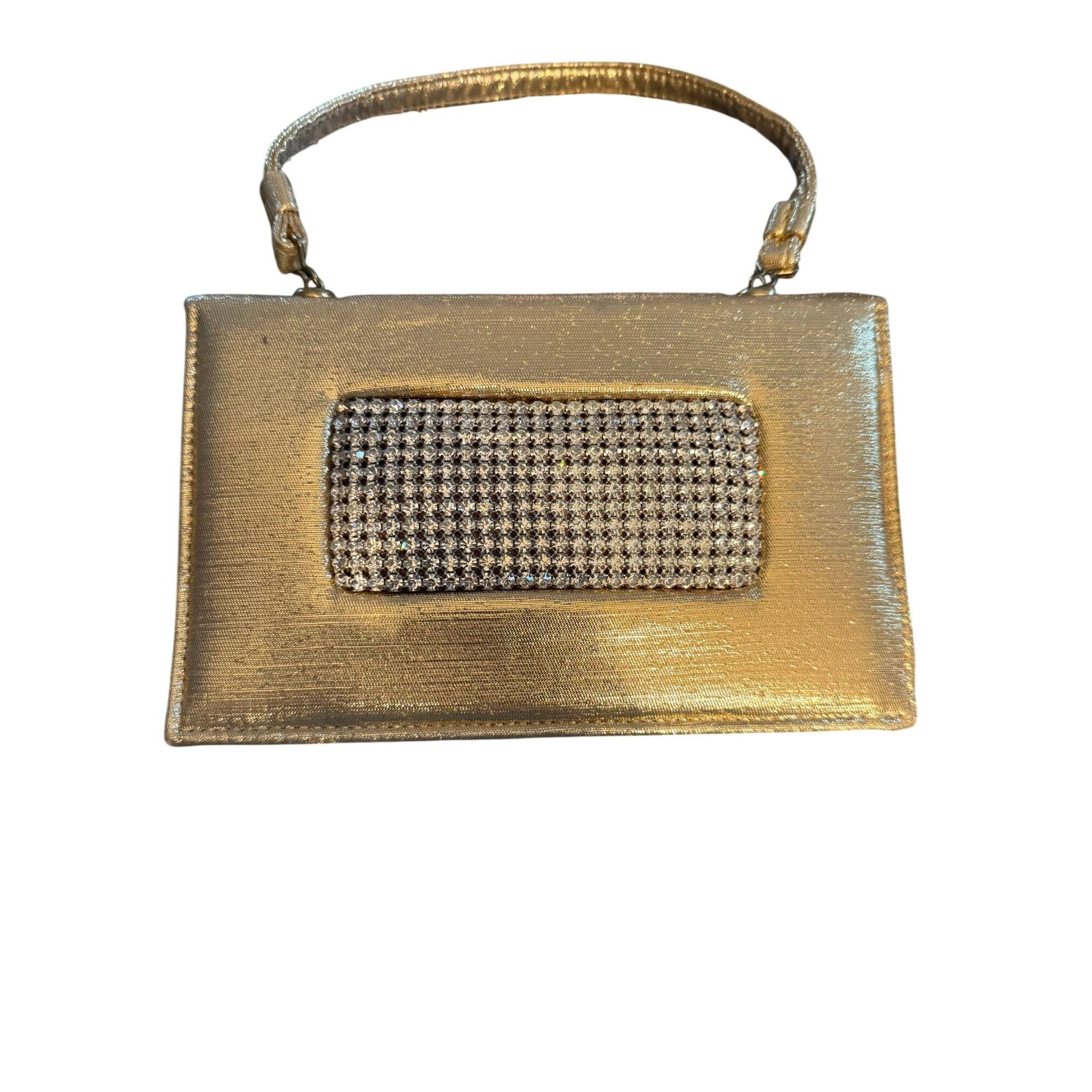 Other Vintage Gold Evening Clutch Purse With Rhinestone Accent For Size ONE SIZE - 1 Thumbnail