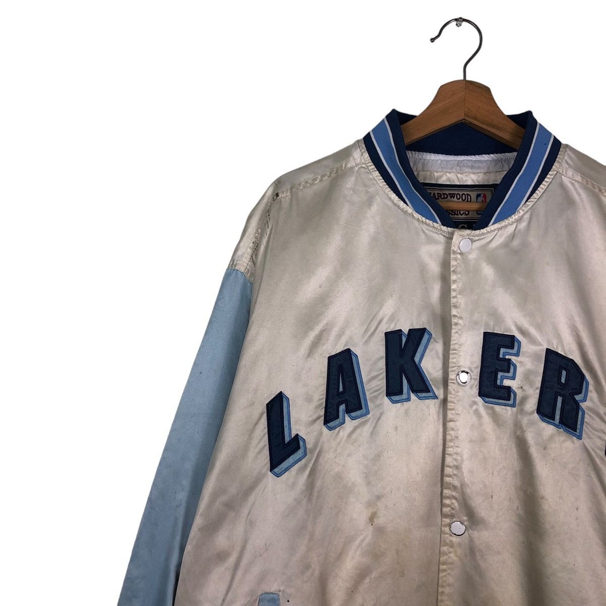 NBA 🔥VINTAGE BOMBER JACKET LAKERS SPELL OUT HARDWOOD CLASSIC Size US XL / EU 56 / 4 - 7 Thumbnail