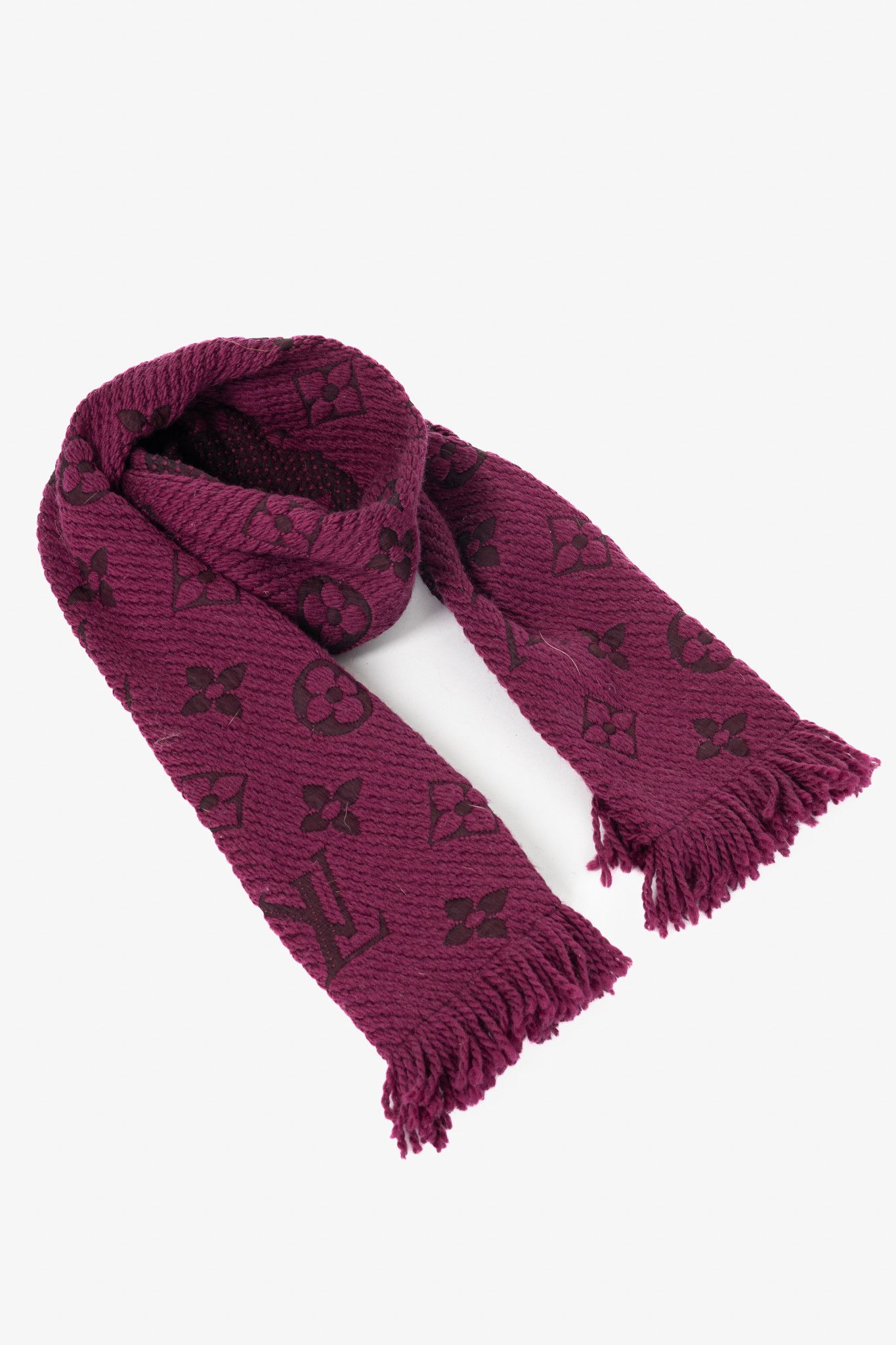 Louis Vuitton Louis Vuitton Logomania Fuchsia Wool Monogram Fringe Scarf Size ONE SIZE - 1 Thumbnail