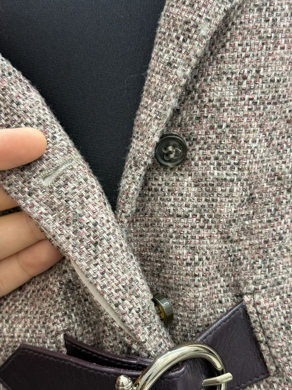 Salvatore Ferragamo Salvatore Ferragamo Wool Blazer With Leather Belt Size M / US 6-8 / IT 42-44 - 5 Thumbnail