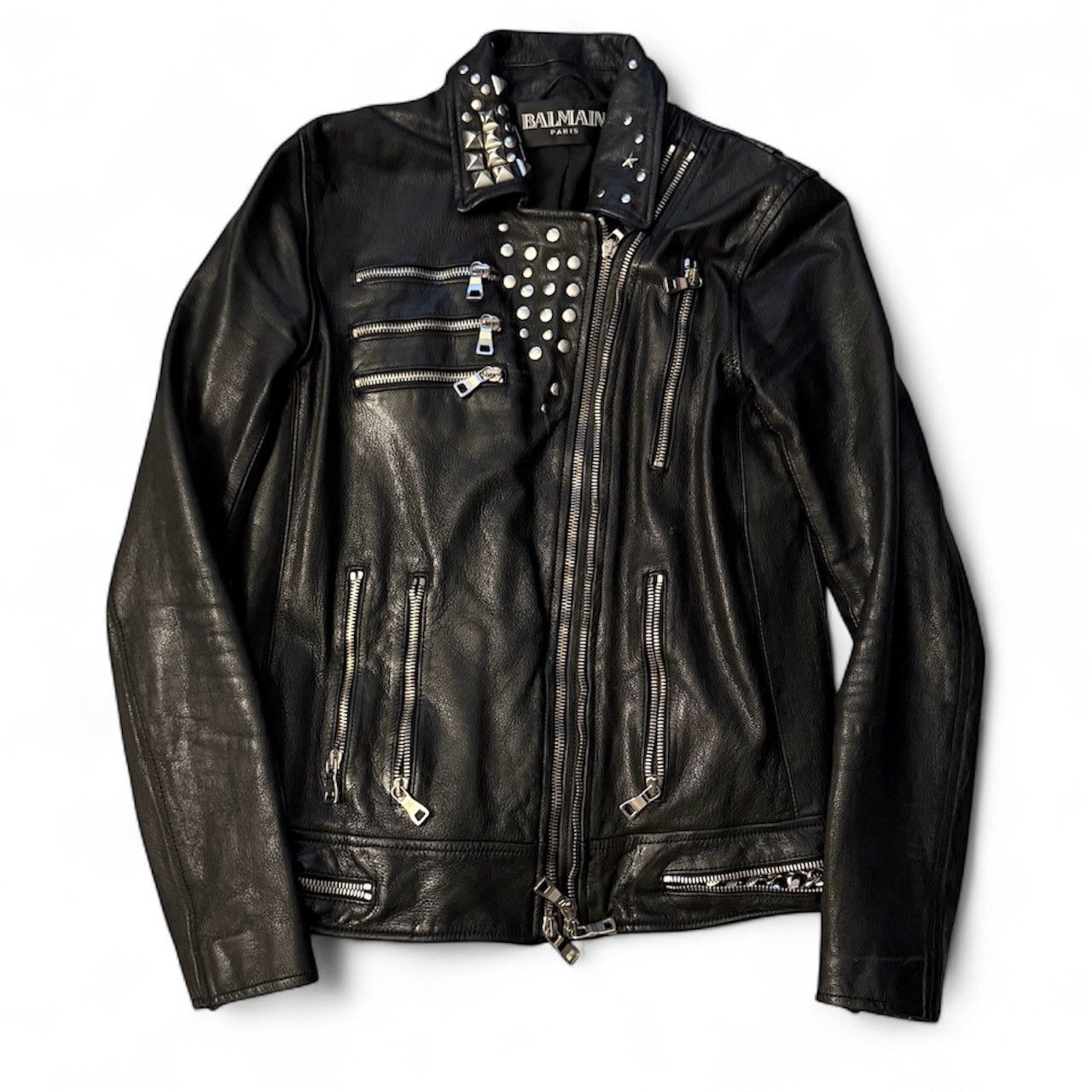 Balmain Black leather jacket Decarnin | Grailed