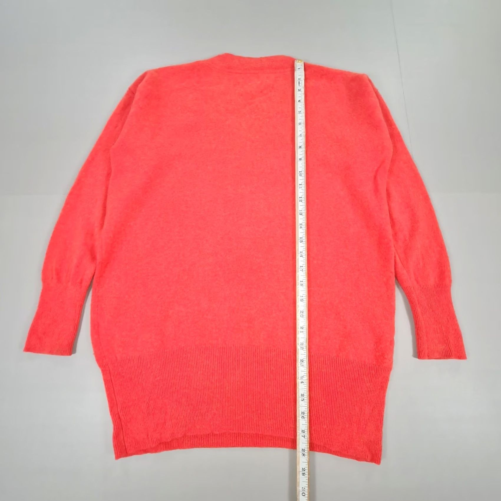Vintage John Lewis Womens Jumper Coral Red 14 UK Cashmere V Neck Knit Pullover Size XL / US 12-14 / IT 48-50 - 6 Thumbnail