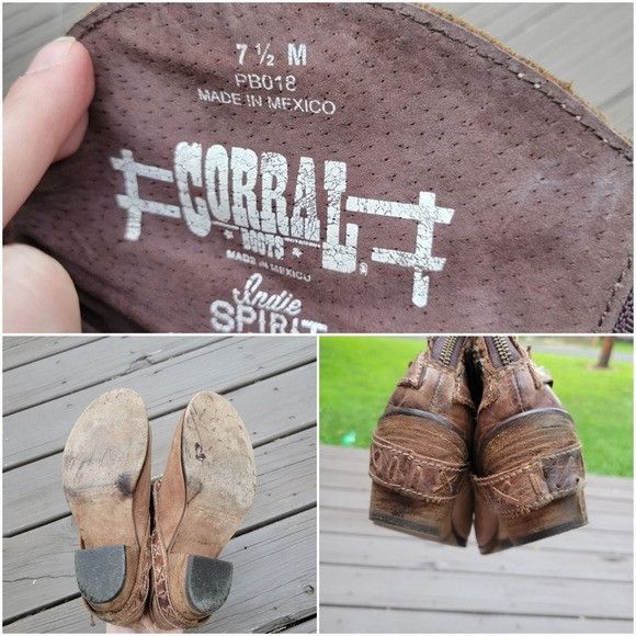 Corral Corral Distressed Brown Leather Buckle Strap Boho Western Co Size US 7.5 / IT 37.5 - 7 Thumbnail