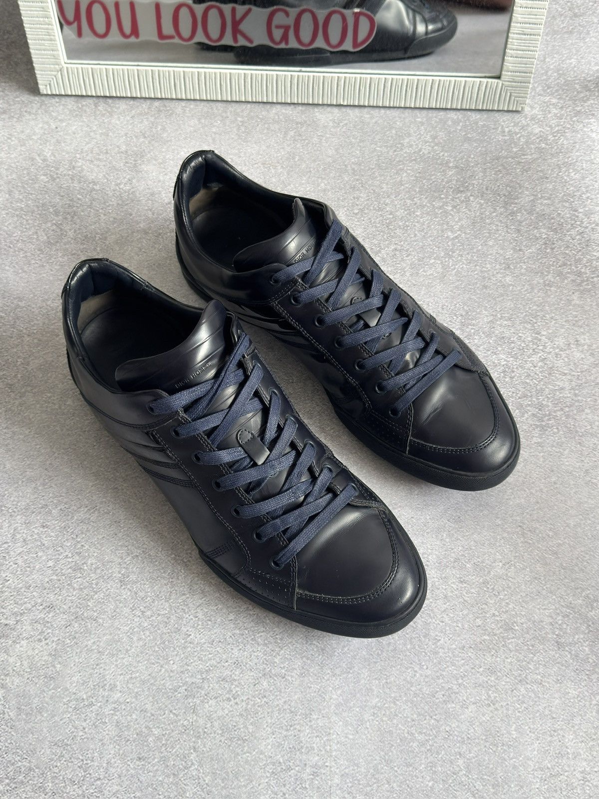 Dior Dior Home B18 Leather Sneakers Navy Blue Shoes men 45 US 12 Size US 12 / EU 45 - 2 Thumbnail