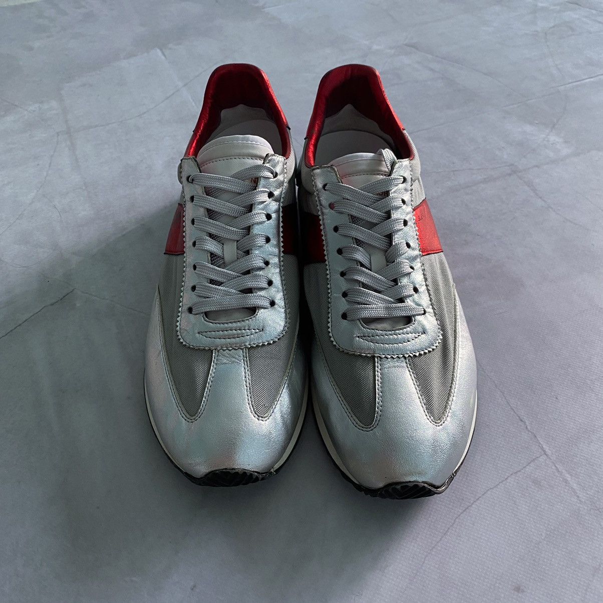 Designer × Saint Laurent Paris Saint Laurent Paris Silver/Red Sneakers Shoes Size US 12 / EU 45 - 5 Thumbnail