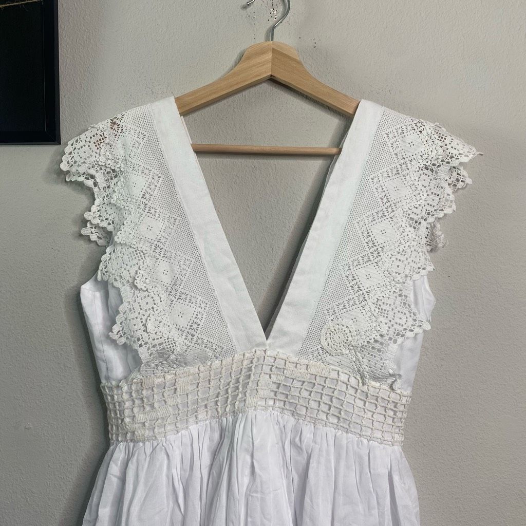 Anthropologie NEW Anthropologie Place Nationale Dress Lace Mini White Boho Size M / US 6-8 / IT 42-44 - 2 Thumbnail