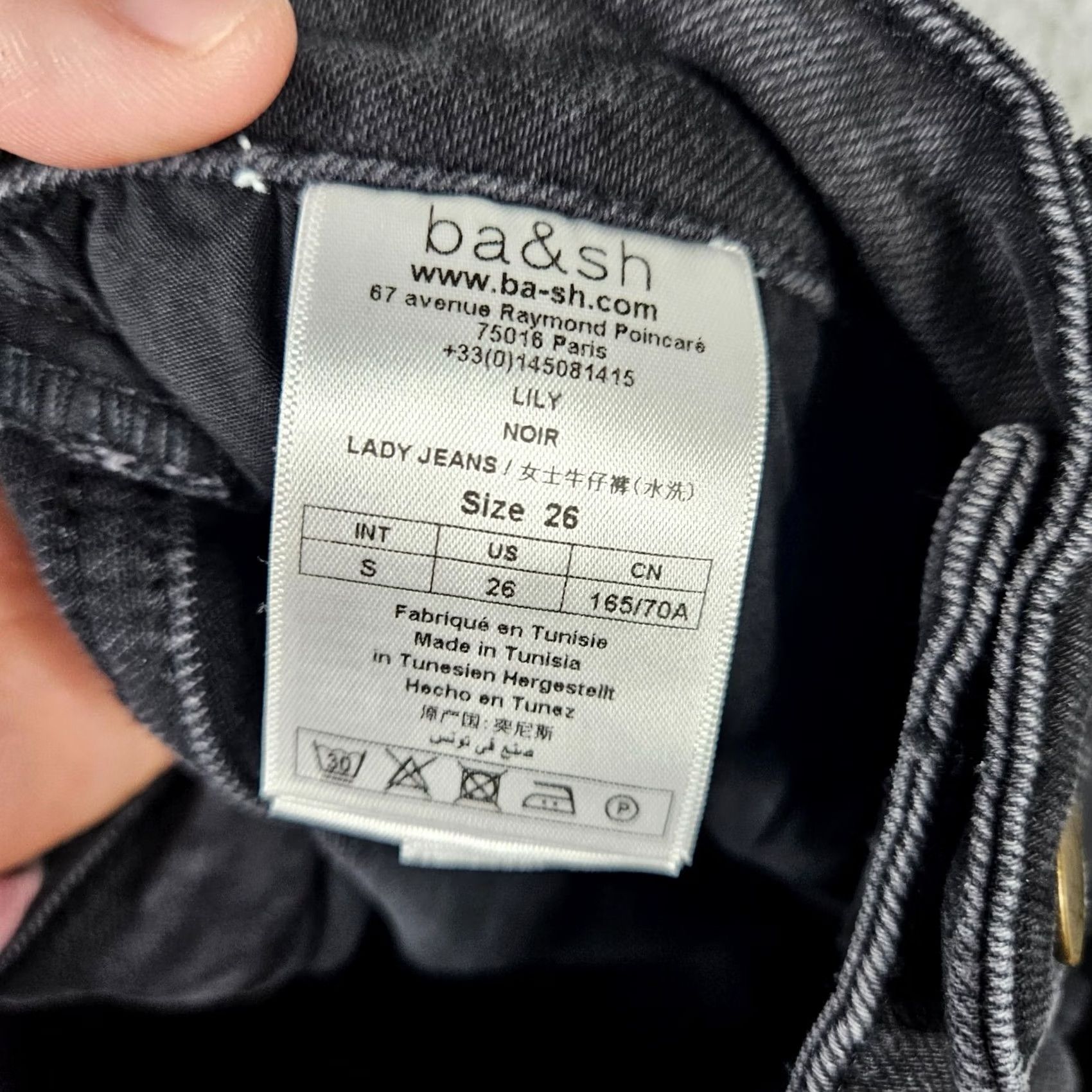 ba&sh ba&sh Lily Noir Women’s Dark Black Skinny Jean Size 26 Denim Casual Belted Comfort Rise Mid Regular Machine Washable Size 26" / US 2 / IT 38 - 6 Thumbnail