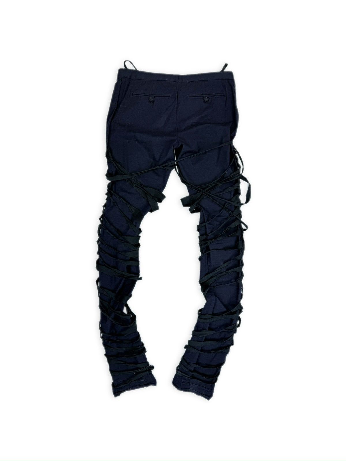 Helmut Lang SS04 Helmut Lang PRESS SAMPLE ‘Mummy’ Bondage Navy Poplin Pants Size US 30 / EU 46 - 4 Thumbnail
