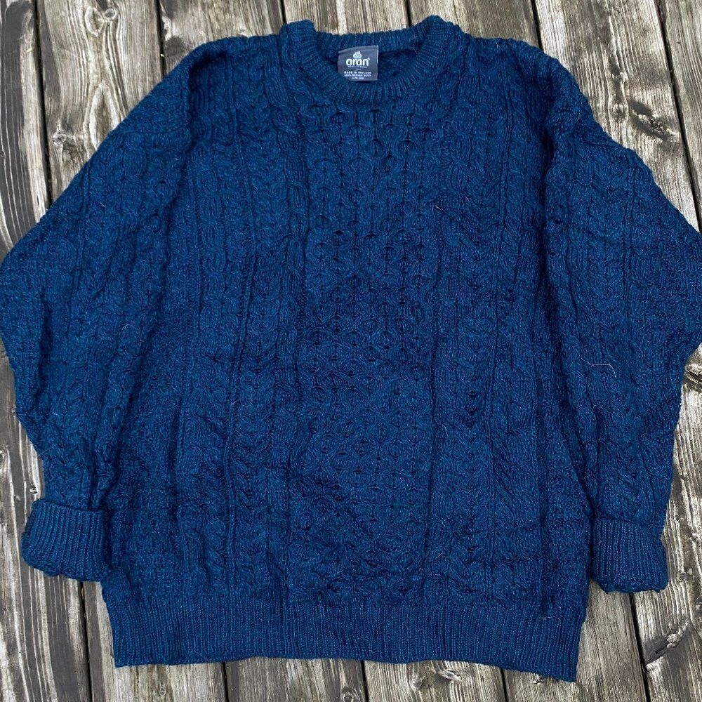 Aran Sweater Market Vintage 90s Aran Woollen Mills Merino Wool Sweater Knit Mad Size US L / EU 52-54 / 3 - 1 Thumbnail