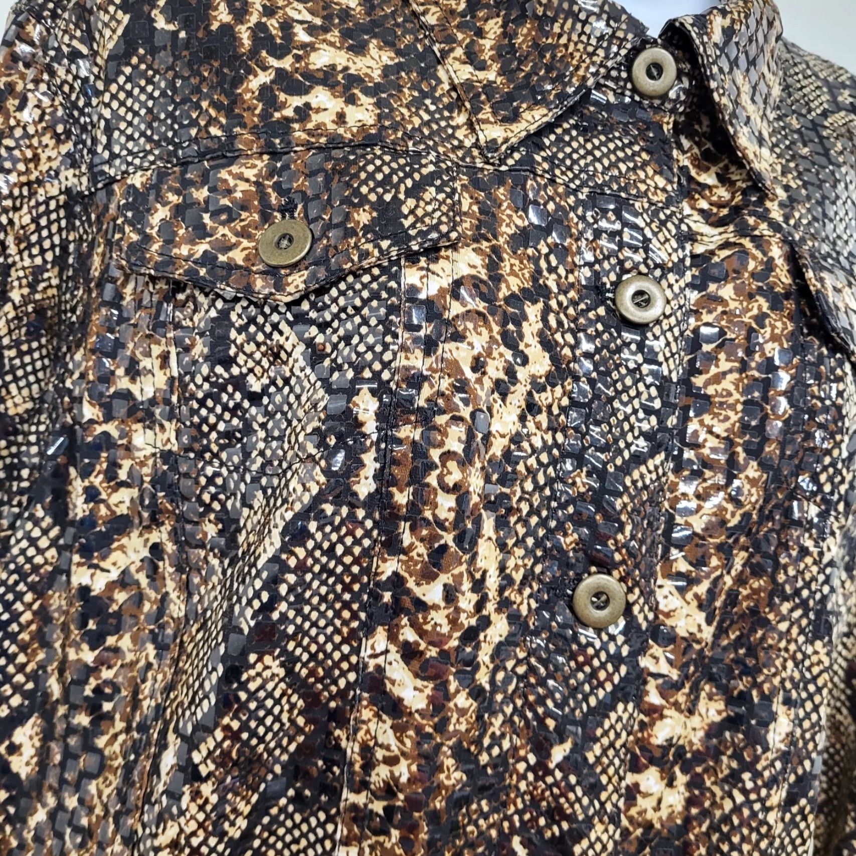 Vintage Ruby Rd. Snakeskin Jacket Women's Size 18 Brown/Tan/Black Shimmer Textured EUC Jacket Size XXL / US 16-18 / IT 52-54 - 6 Thumbnail