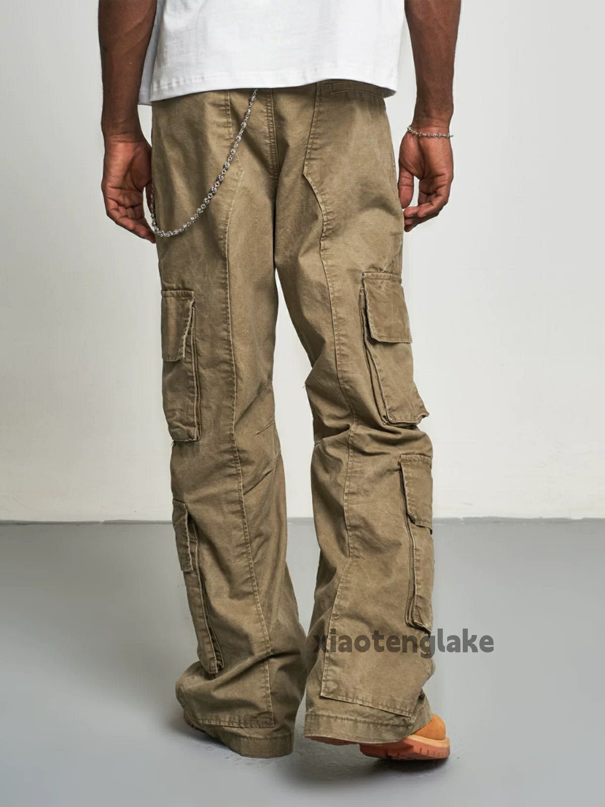Designer × Japanese Brand × Vintage washed faded patchwork skate hiphop flared cargo pants Size US 33 - 2 Thumbnail