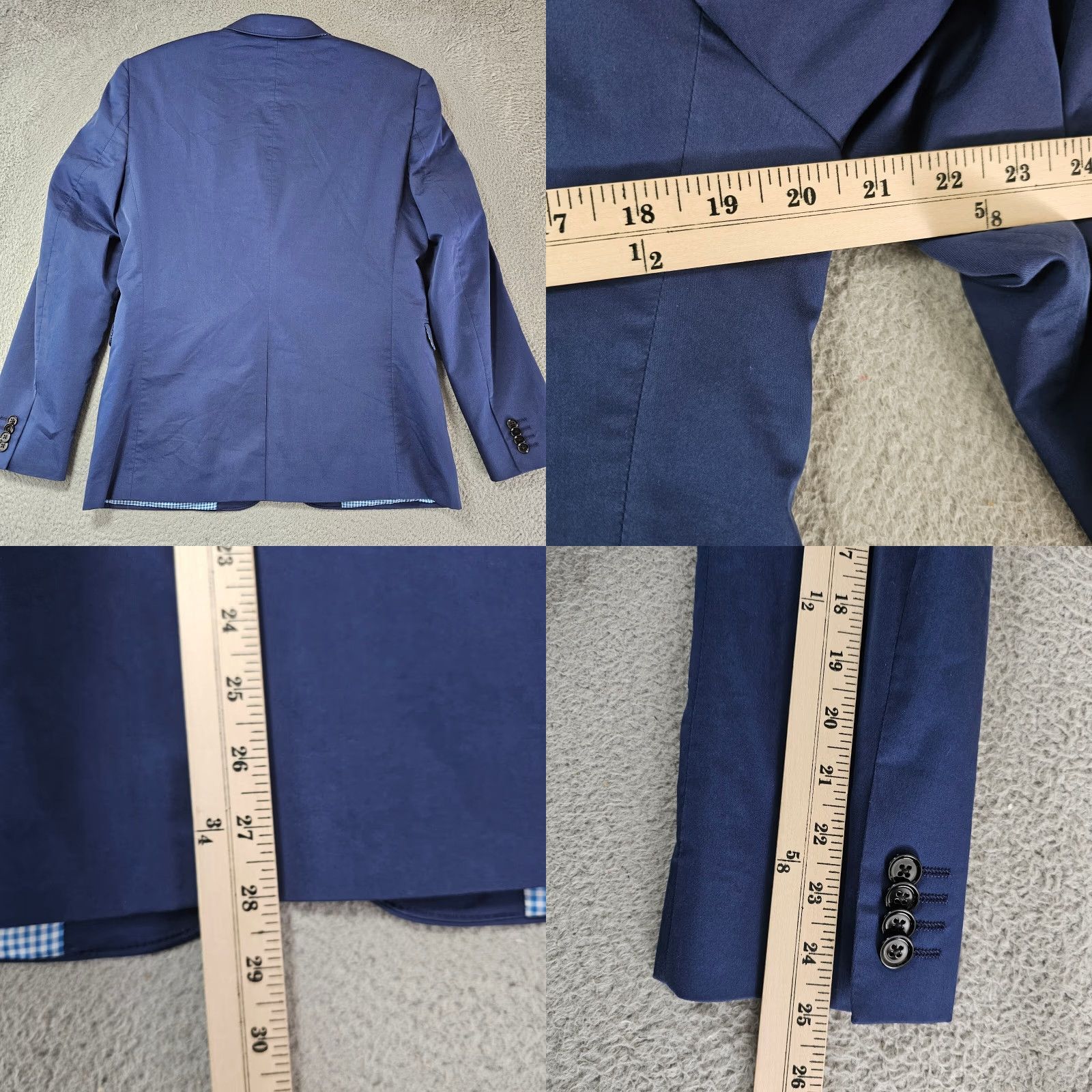 Express Express Blazer Mens Slim Fit 40R Blue Cotton Polyester 2 Button Single-Breasted Notch Lapel Jacket Style Blazer Size 40R - 8 Thumbnail