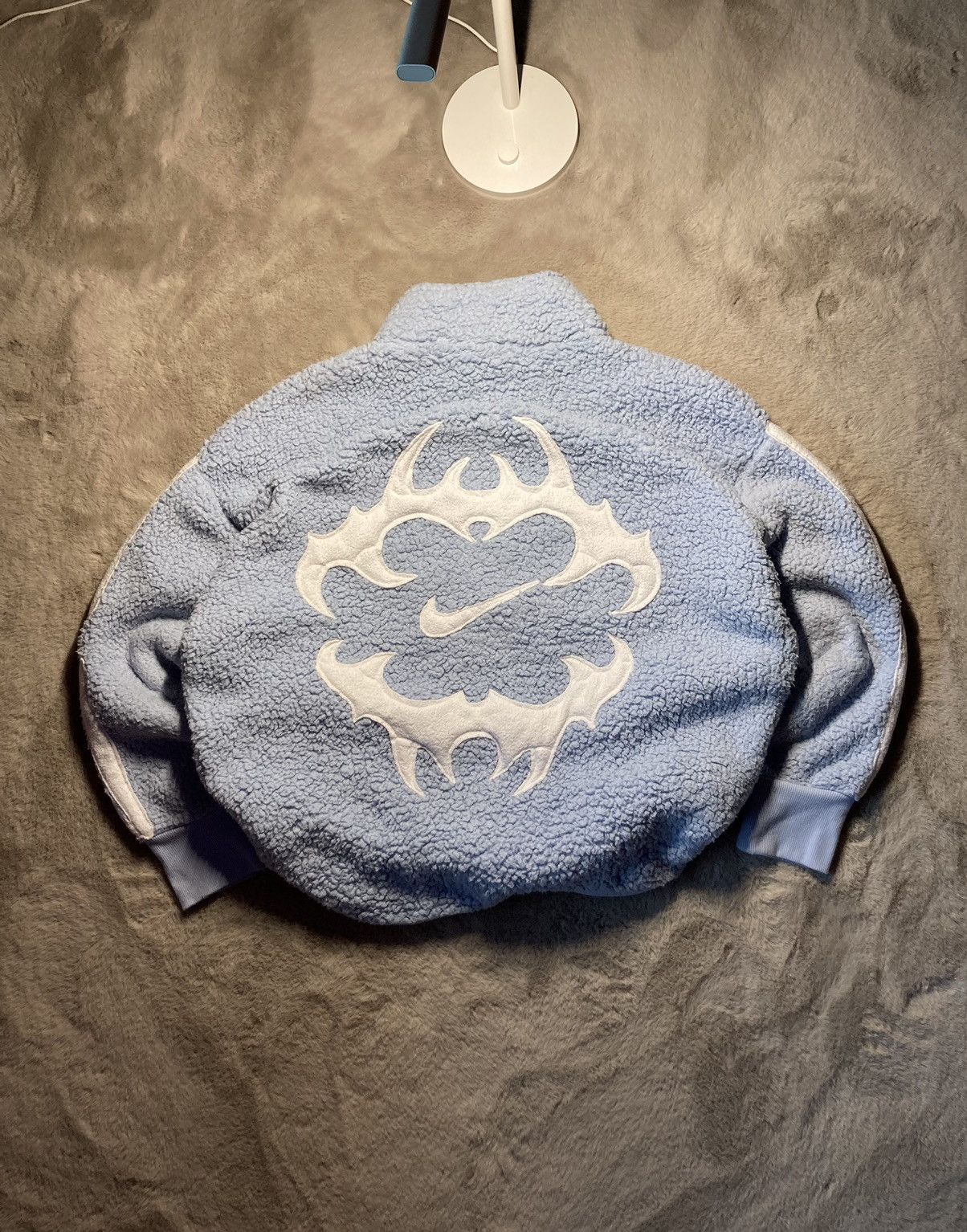 Nike × Vintage ⛩️Nike fleece jacket custom sherpa skeleton vintage y2k 1of1⛩️ Size US L / EU 52-54 / 3 - 2 Thumbnail