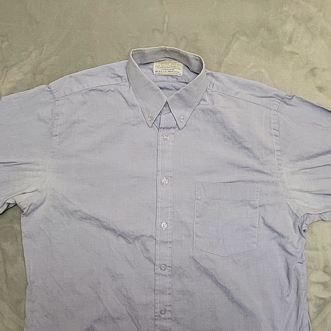 Vintage VTG Empire International Dress Shirt Mens L Blue Pinpoint Oxford Hand Tailored Size 42R - 2 Thumbnail