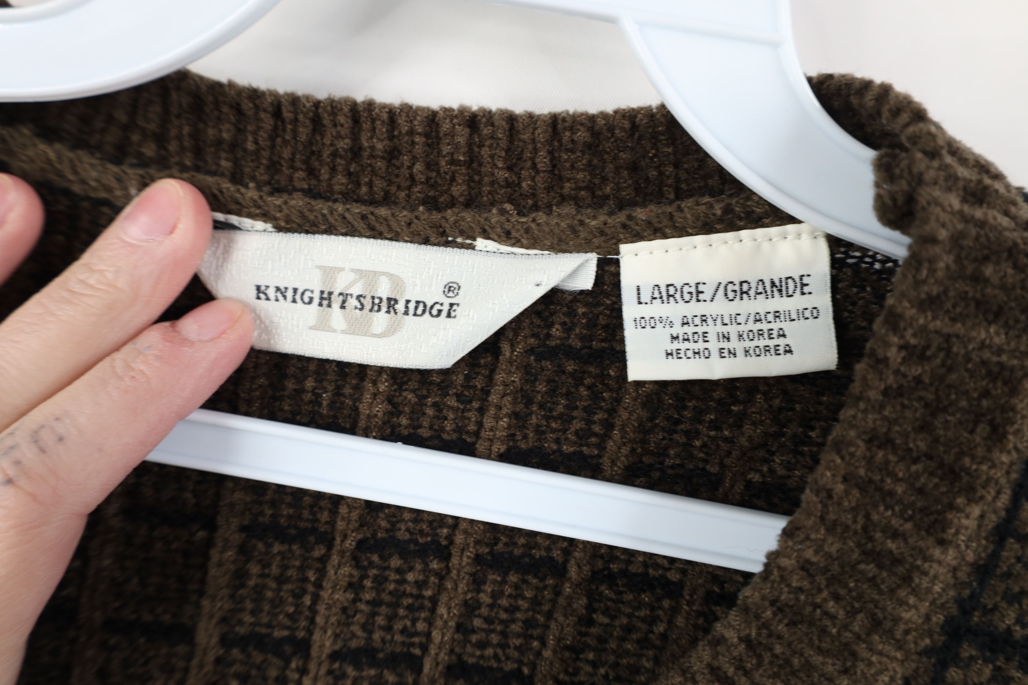 Vintage Vintage 90s Streetwear Fleece Crewneck Sweater Brown Plaid Size US L / EU 52-54 / 3 - 5 Thumbnail