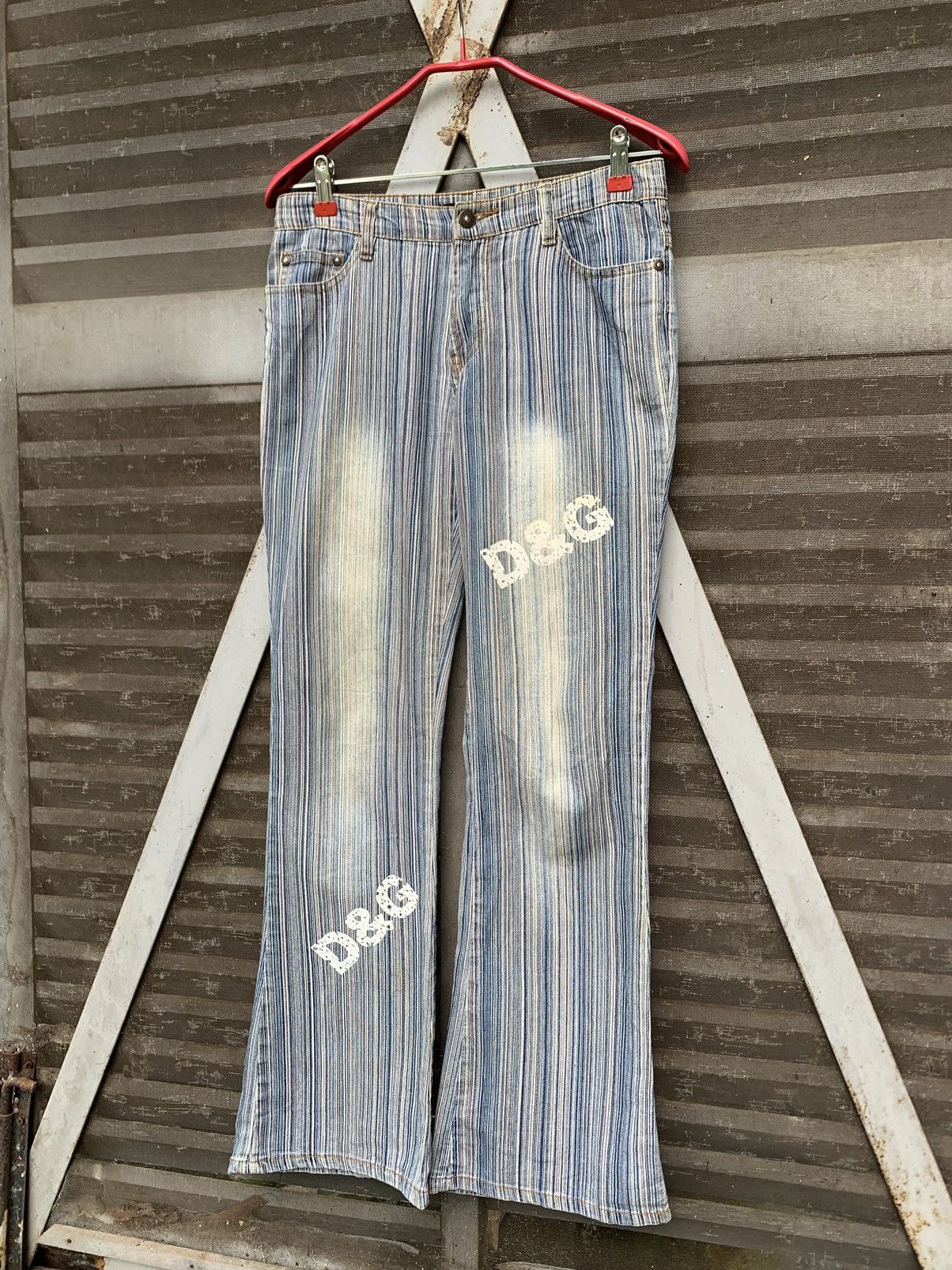 Dolce & Gabbana 👹Vintage DOLCE & GABBANA STRIPED FLAIR JEANS MADE IN ITALY Size US 30 / EU 46 - 4 Thumbnail