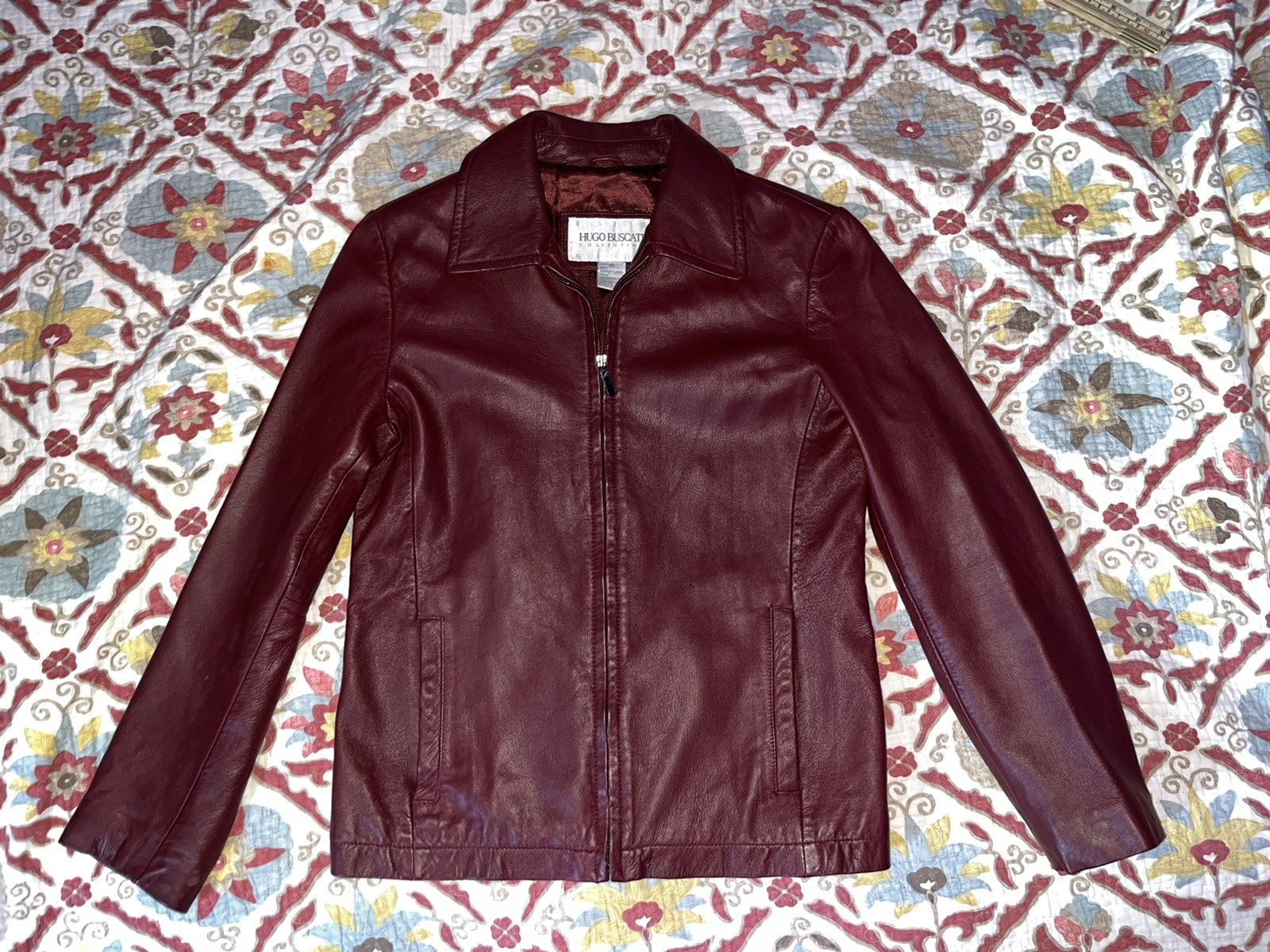 image of Hugo Buscati Red Leather Jacket, Women's (Size XS)