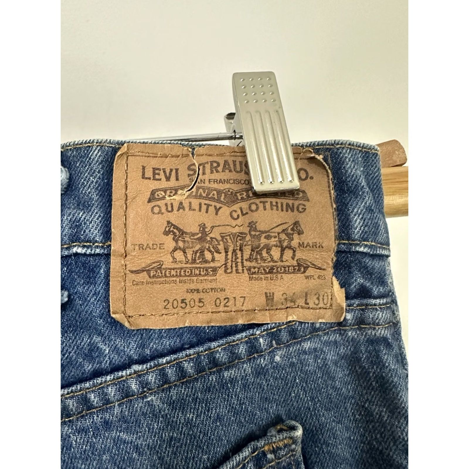 Levi's VTG 80s Levi's 20505 0217 Orange Tab Blue Denim Jeans 32x28 USA Mens Jeans Straight Men 32 Orange Denim Jeans Size US 32 / EU 48 - 3 Thumbnail
